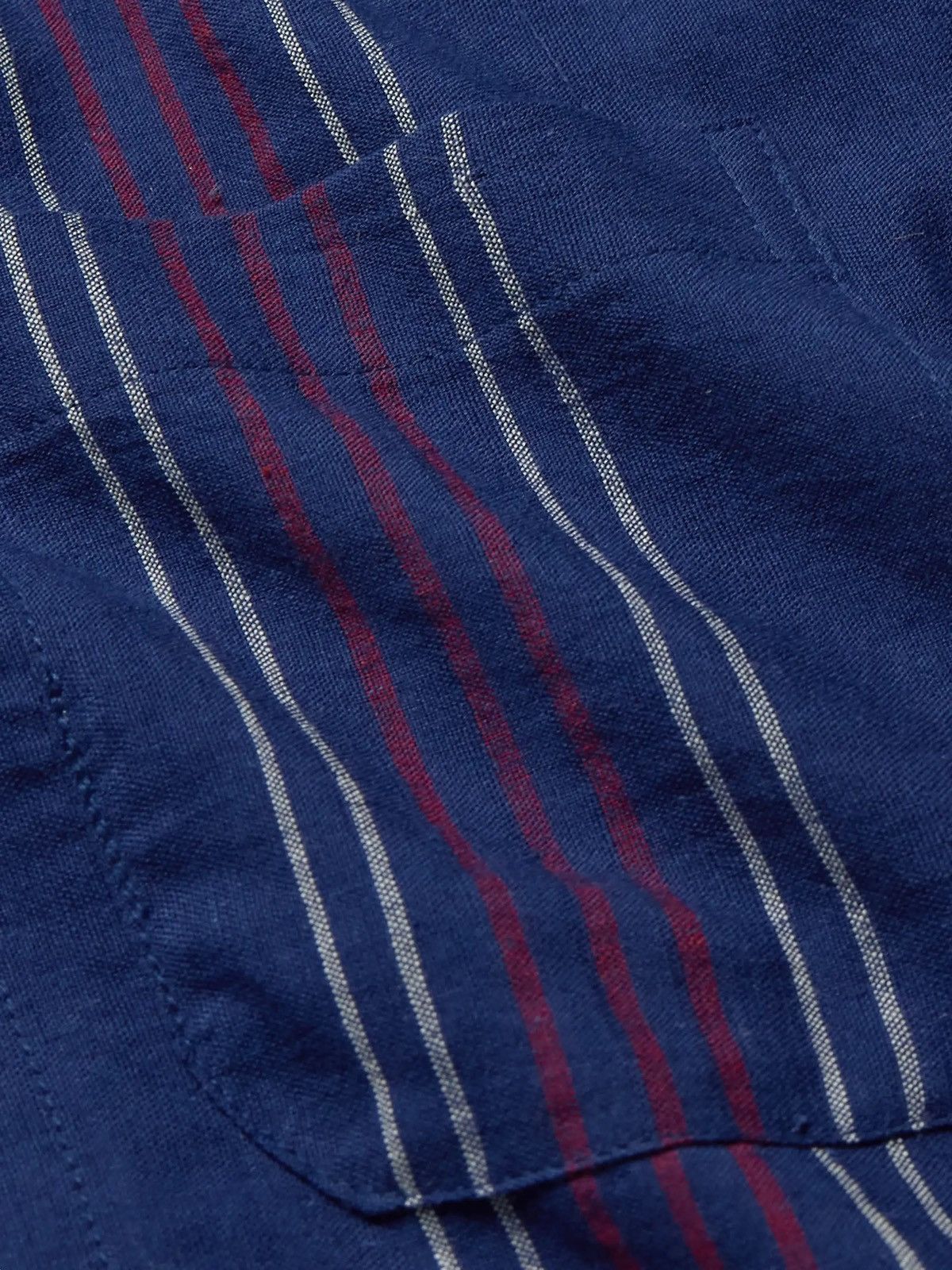 Kardo Kardo Convertible-Collar Embroidered Striped Cotton Shirt Size US L / EU 52-54 / 3 - 11 Thumbnail