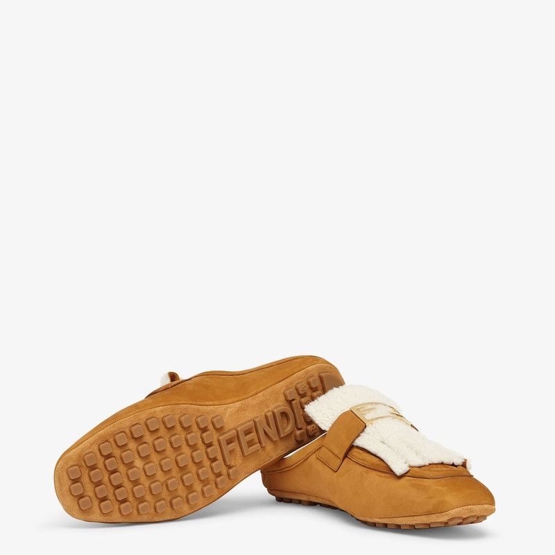 Fendi o1B3y1r0426 Baguette Suede & Shearling Mules in Brown Size US 8 / IT 38 - 5 Thumbnail