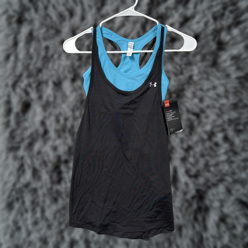 Under Armour Under Armour Tank Top Womens XS Gray Blue HeatGear Racerback Athletic 1290807 Size XS / US 0-2 / IT 36-38 - 1 Thumbnail