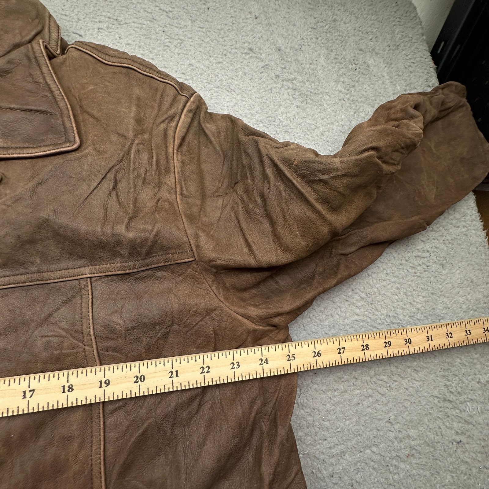 Dockers Vintage Dockers Brown Distressed Leather Coat Men XL Trench Size US XL / EU 56 / 4 - 5 Thumbnail