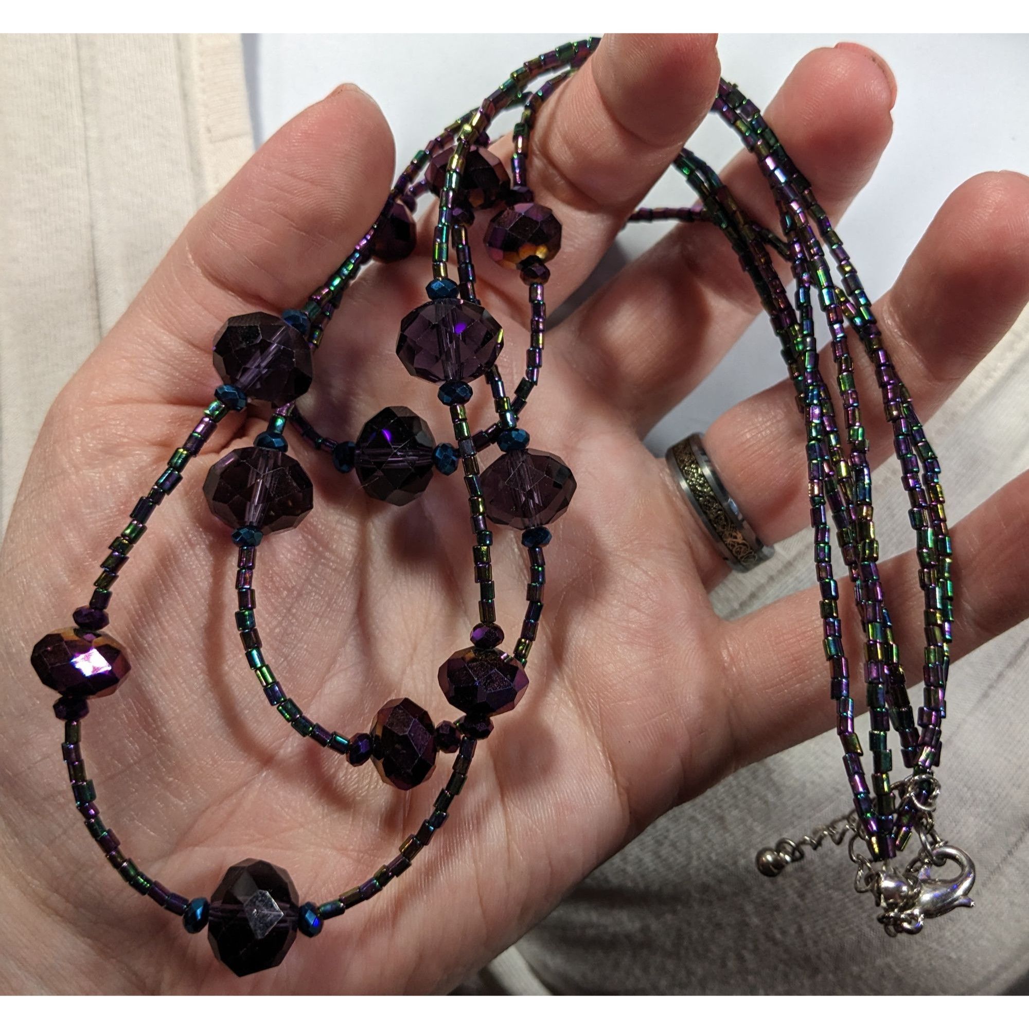 Other Whimsical Oil Slick Blue And Purple Glass Beaded Multilayer Size ONE SIZE - 5 Thumbnail