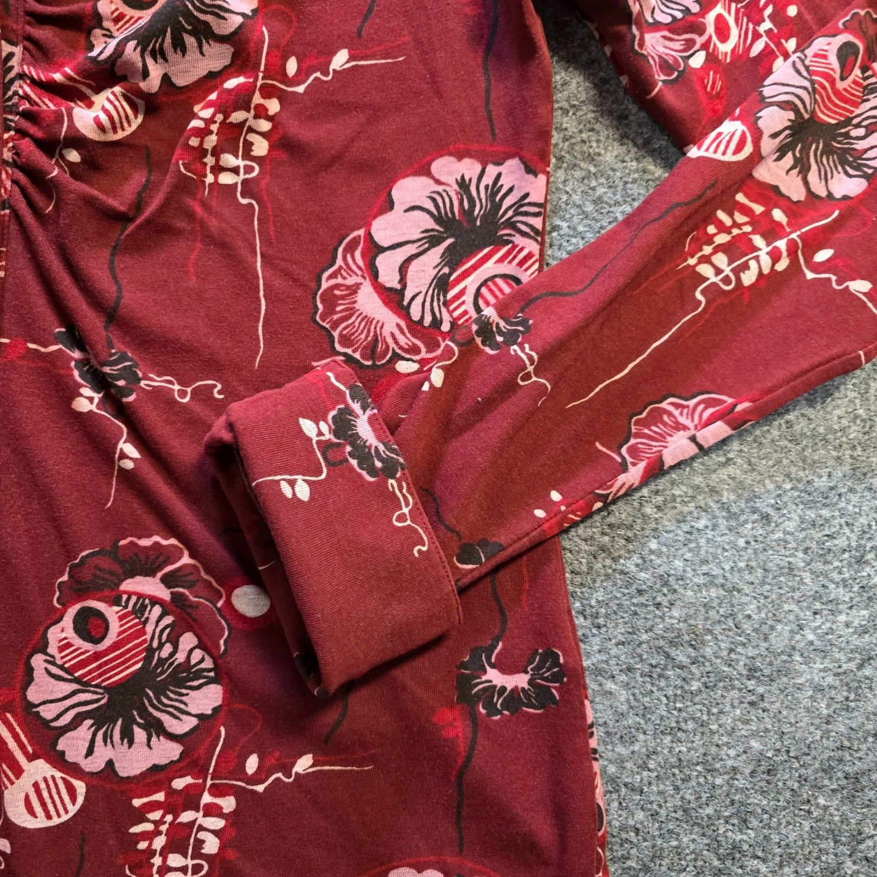 Patagonia Patagonia Top Womens Button-Up Shirt Casual Floral Red Medium Knit Stretch Ruched Cotton Polyester Regular Size M Size M / US 6-8 / IT 42-44 - 3 Thumbnail