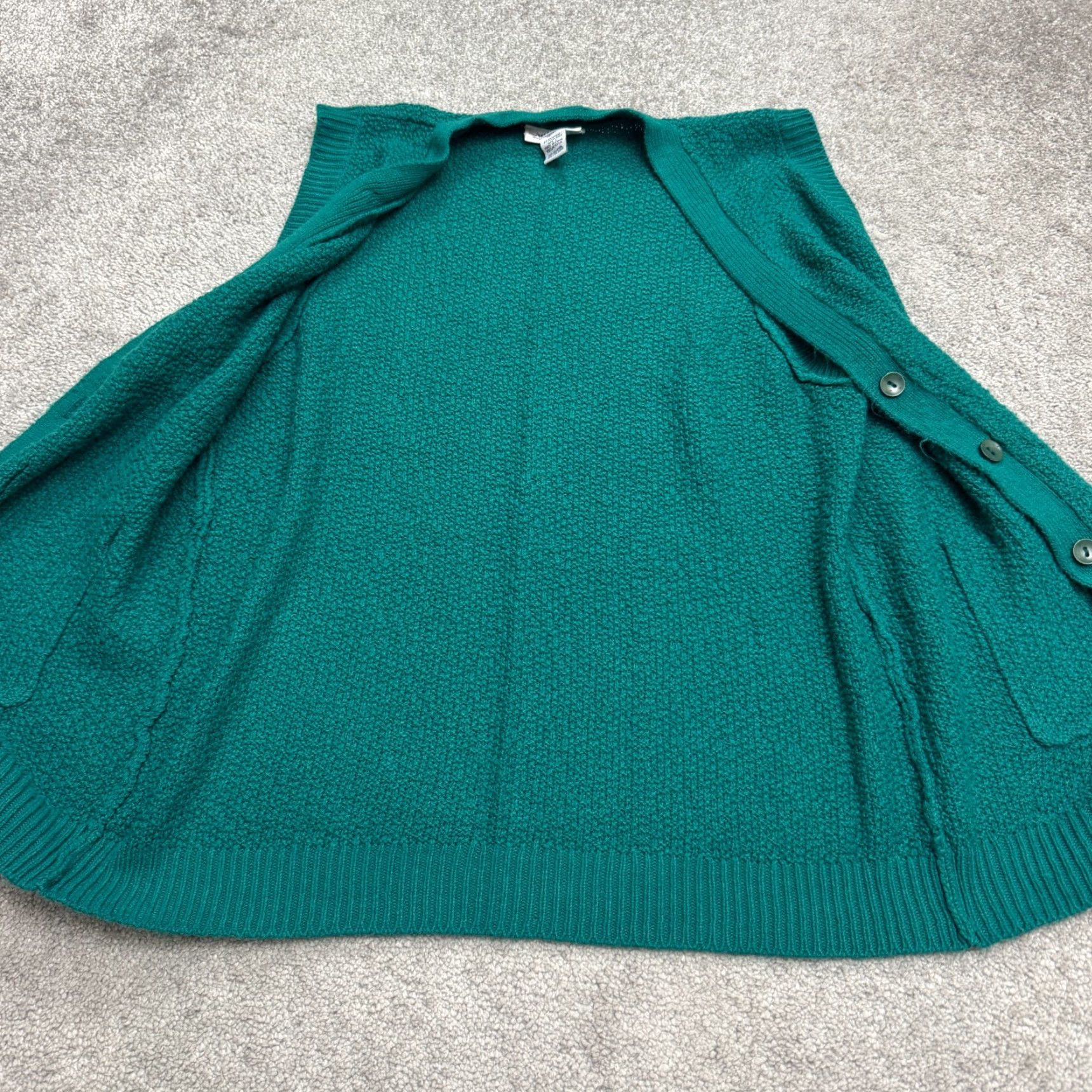 Vintage National Sweater Vest Women L Green Acrylic Button Front V-Neck Knit Size L / US 10 / IT 46 - 4 Thumbnail