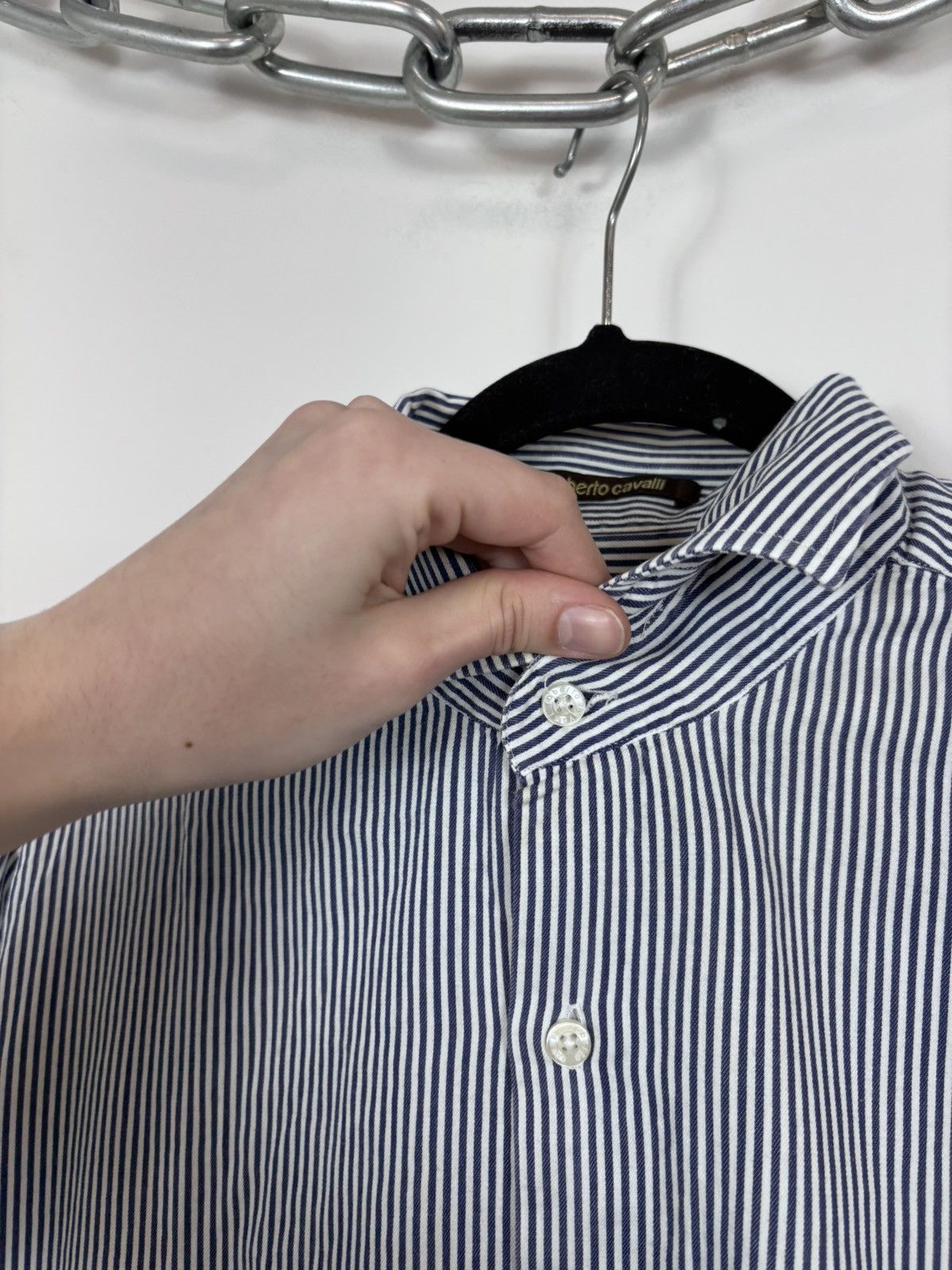 Roberto Cavalli Roberto Cavalli Men’s Striped Button Up Long Sleeve Shirt Size US L / EU 52-54 / 3 - 4 Thumbnail