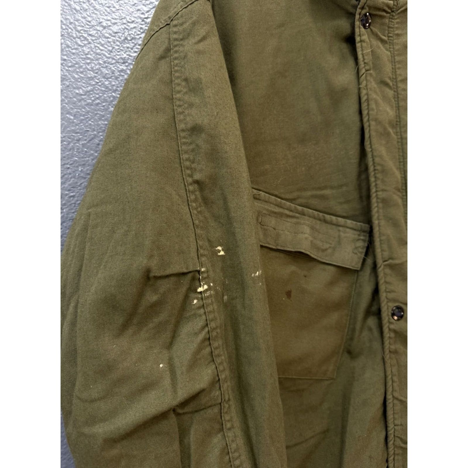 Olive VINTAGE US Army Jacket Large Olive Green Chemical 70’s Men’s Size US L / EU 52-54 / 3 - 5 Thumbnail