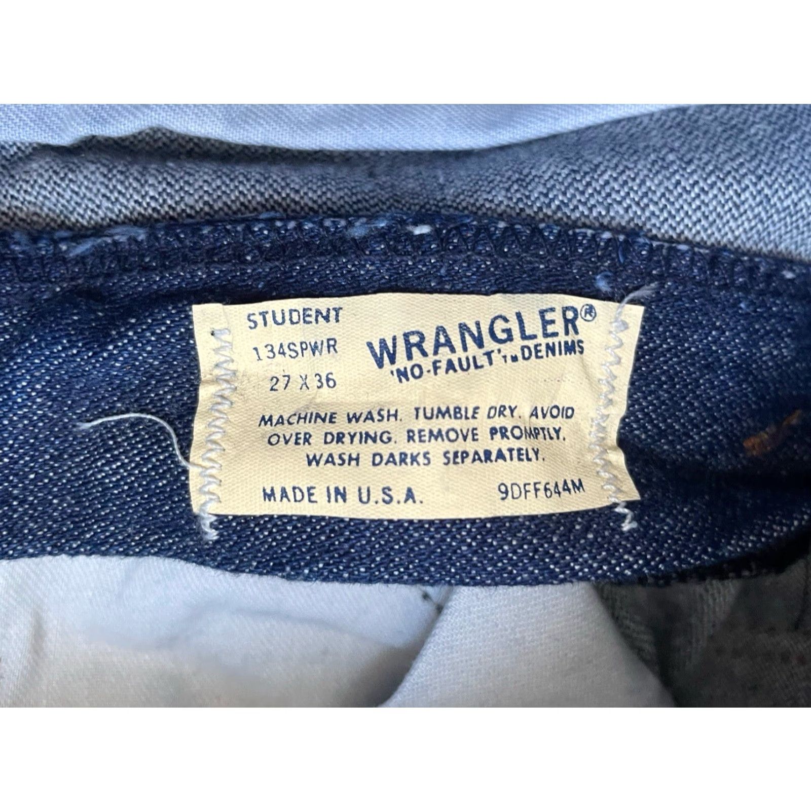 Wrangler VINTAGE Wrangler Lancer Jeans Pant Straight Leg 27x36 NWT 70s NOS Made USA Mens Denim Blue 1970s USA Size US 27 - 6 Thumbnail