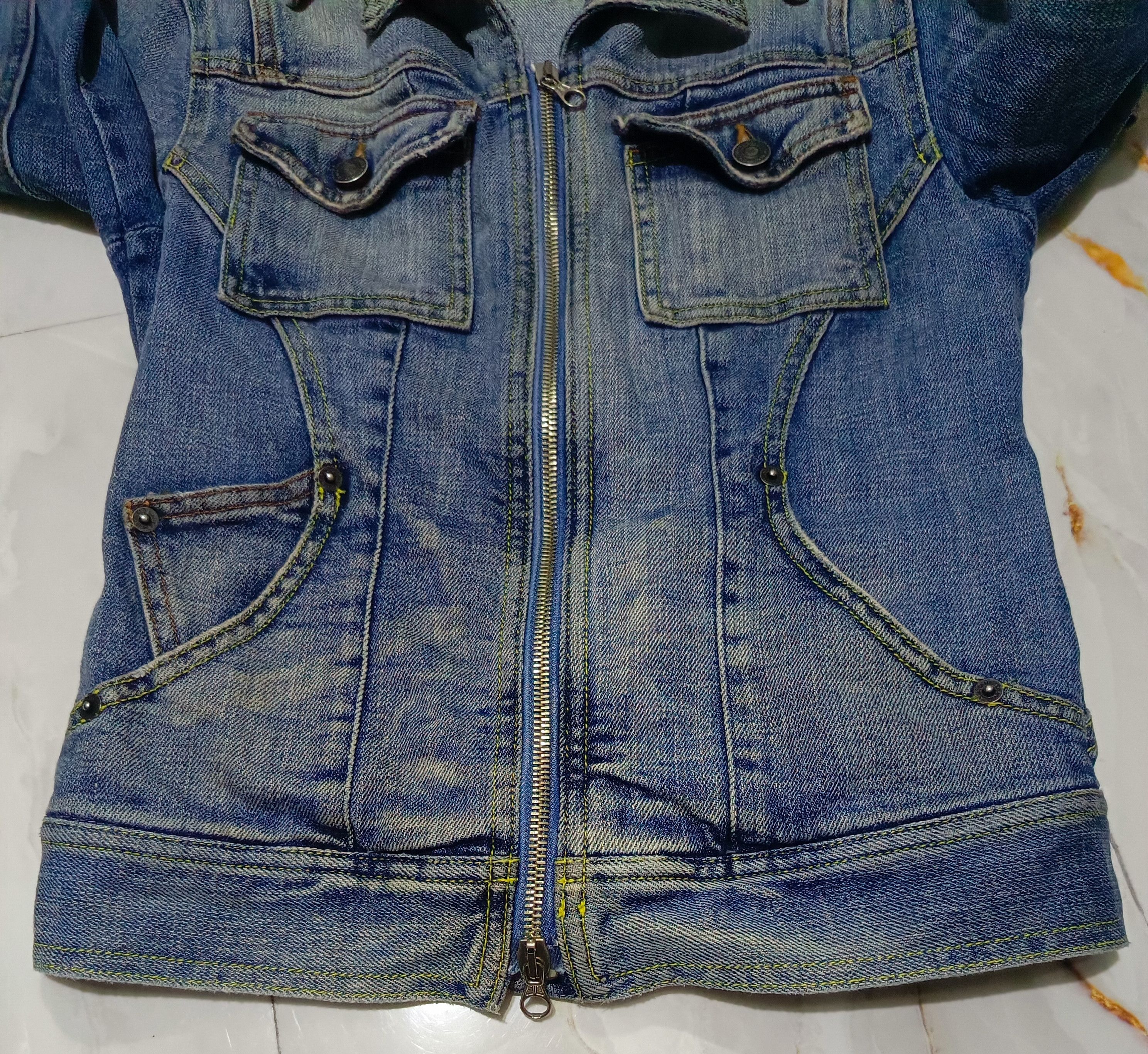 If Six Was Nine Benetton Italy 2 zip up rider multi pocket Denim Jacket Size XS / US 0-2 / IT 36-38 - 3 Thumbnail