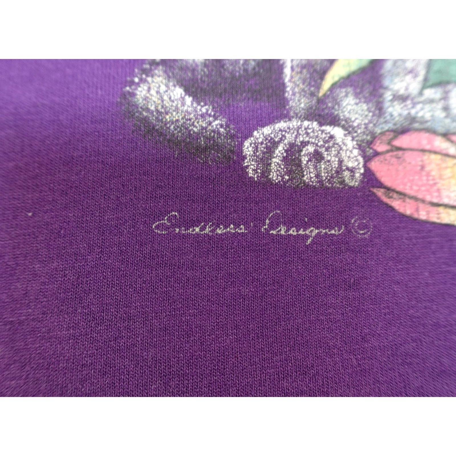 Vintage VINTAGE Cat Shirt Mens XL Purple Butterflies Tulips Flowers Floral Y2K Nature Graphic Print Crew Neck Short Sleeve Size US XL / EU 56 / 4 - 3 Thumbnail