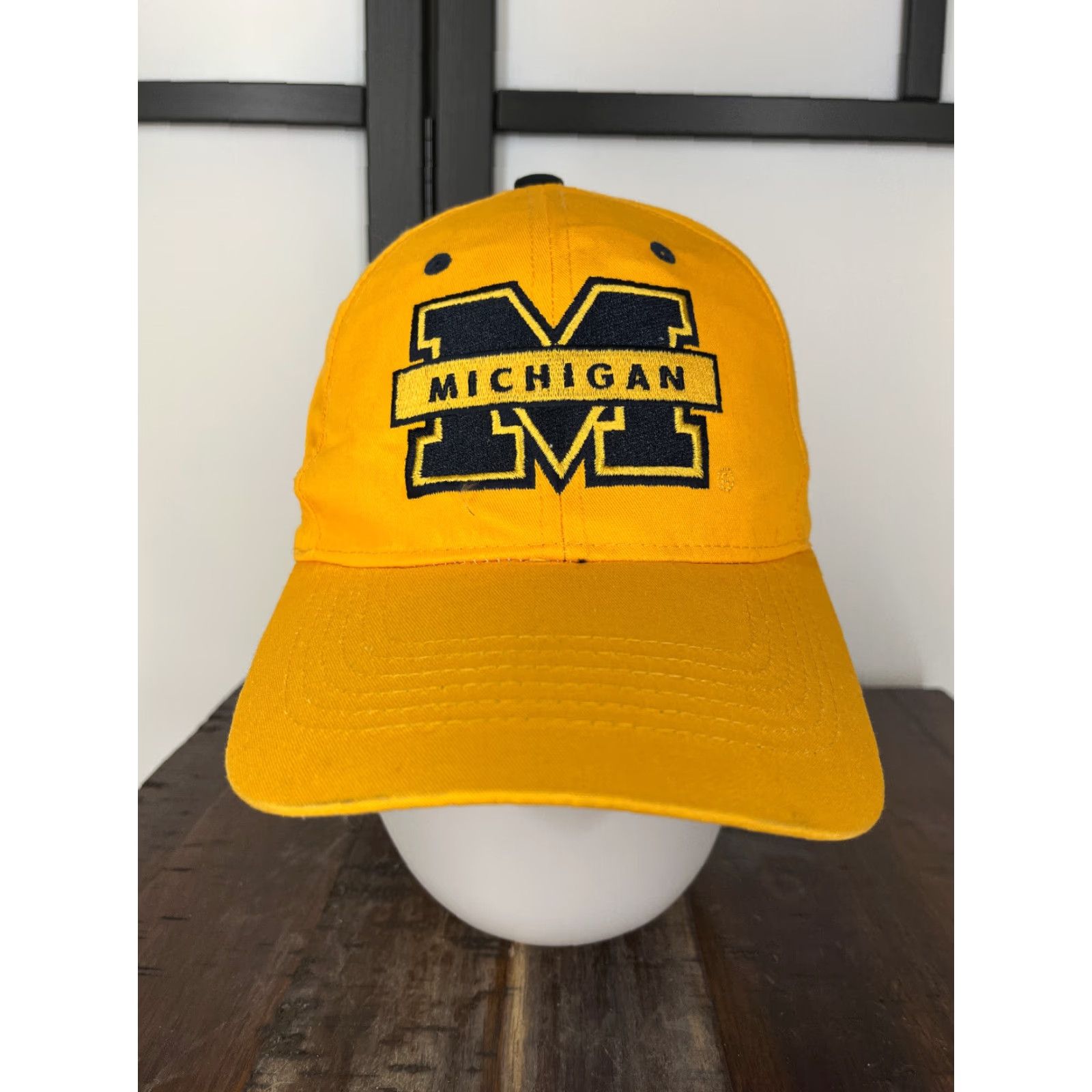 Vintage Captivating Headwear Michigan University Hat Cap Strap Back Adult Yellow Cotton Polyester Go Blue Size ONE SIZE - 2 Thumbnail