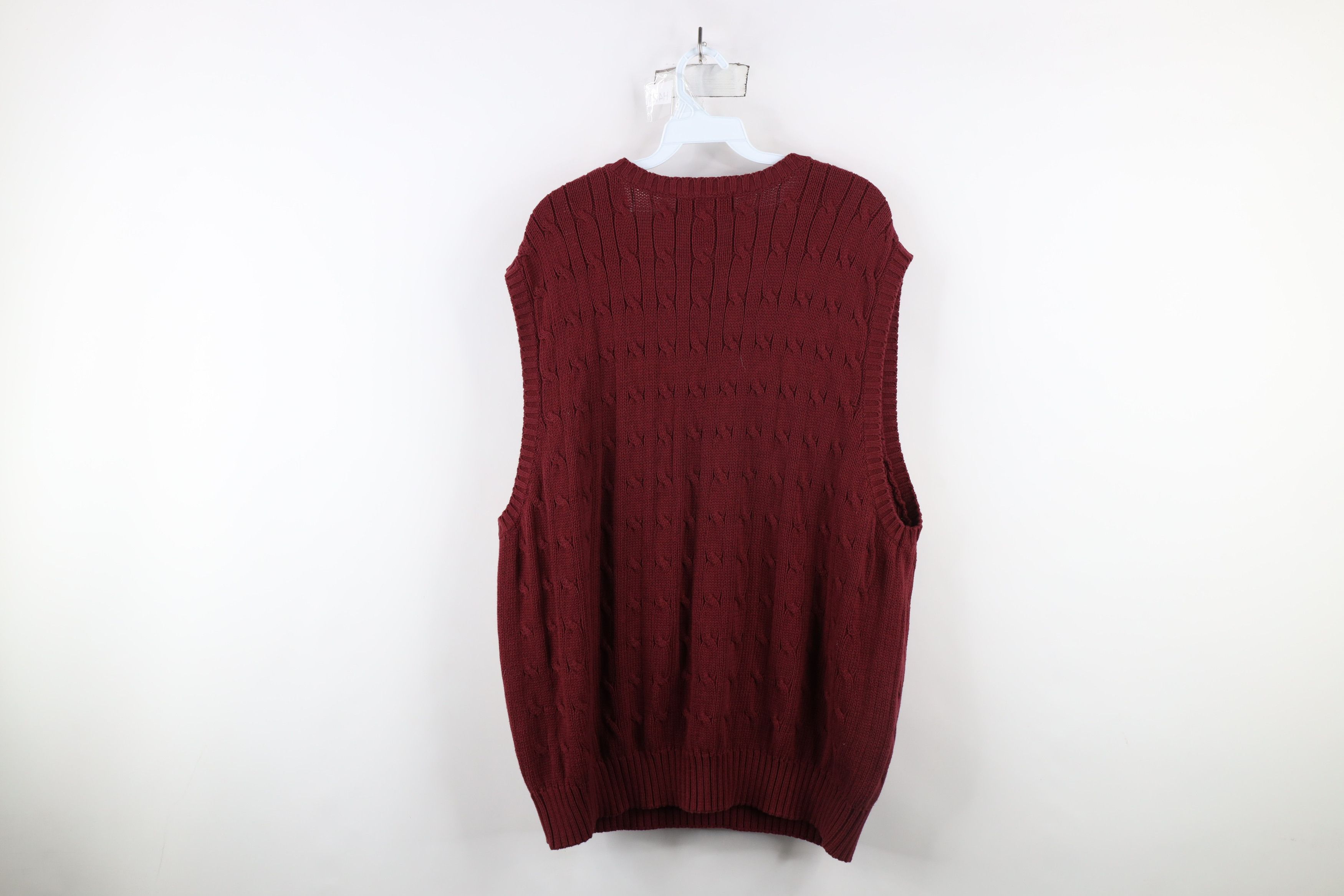 Vintage Deadstock Vintage 90s Streetwear Cable Knit Sweater Vest Red Size US XL / EU 56 / 4 - 7 Thumbnail