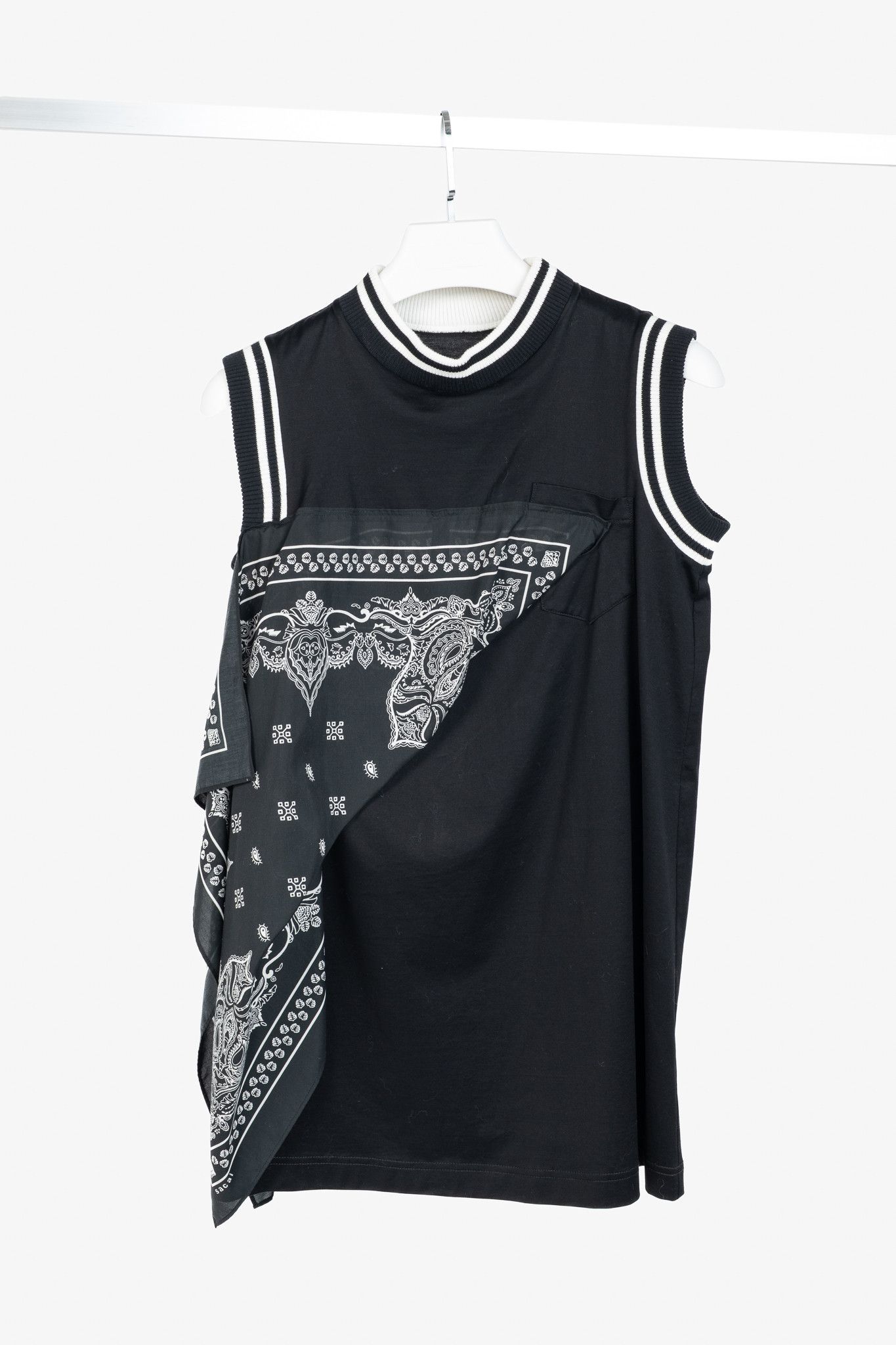 Sacai Sacai R/19 Black Cotton-Jersey Bandana-Drape Tank Size M / US 6-8 / IT 42-44 - 1 Thumbnail