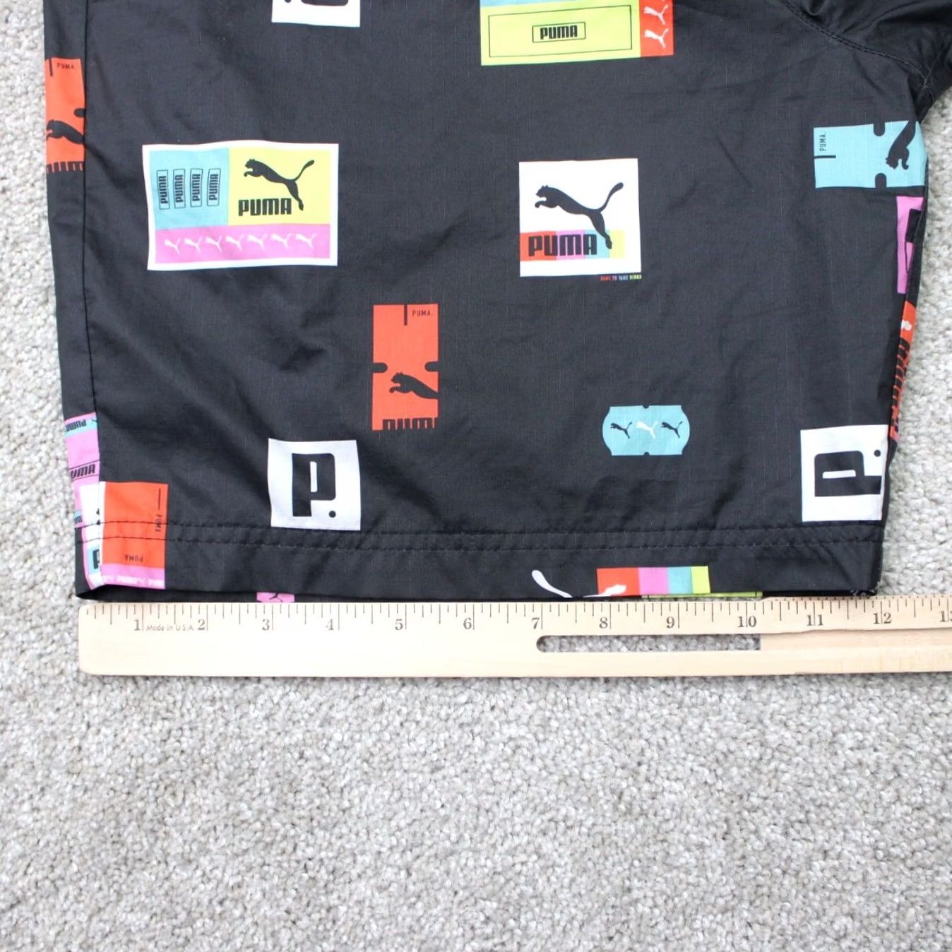 Puma PUMA AOP Shorts Mens Large Black 8" Brand Love All Over Print Woven Lined Size US 33 - 5 Thumbnail