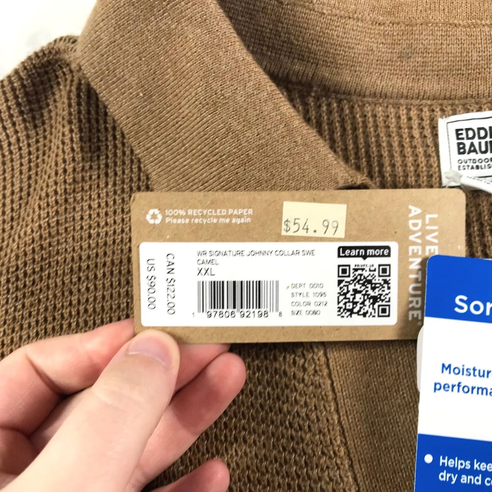Eddie Bauer Eddie Bauer Womens 2XL Camel Brown Waffle Knit Johnny Collar Sweater Size XXL / US 16-18 / IT 52-54 - 7 Thumbnail