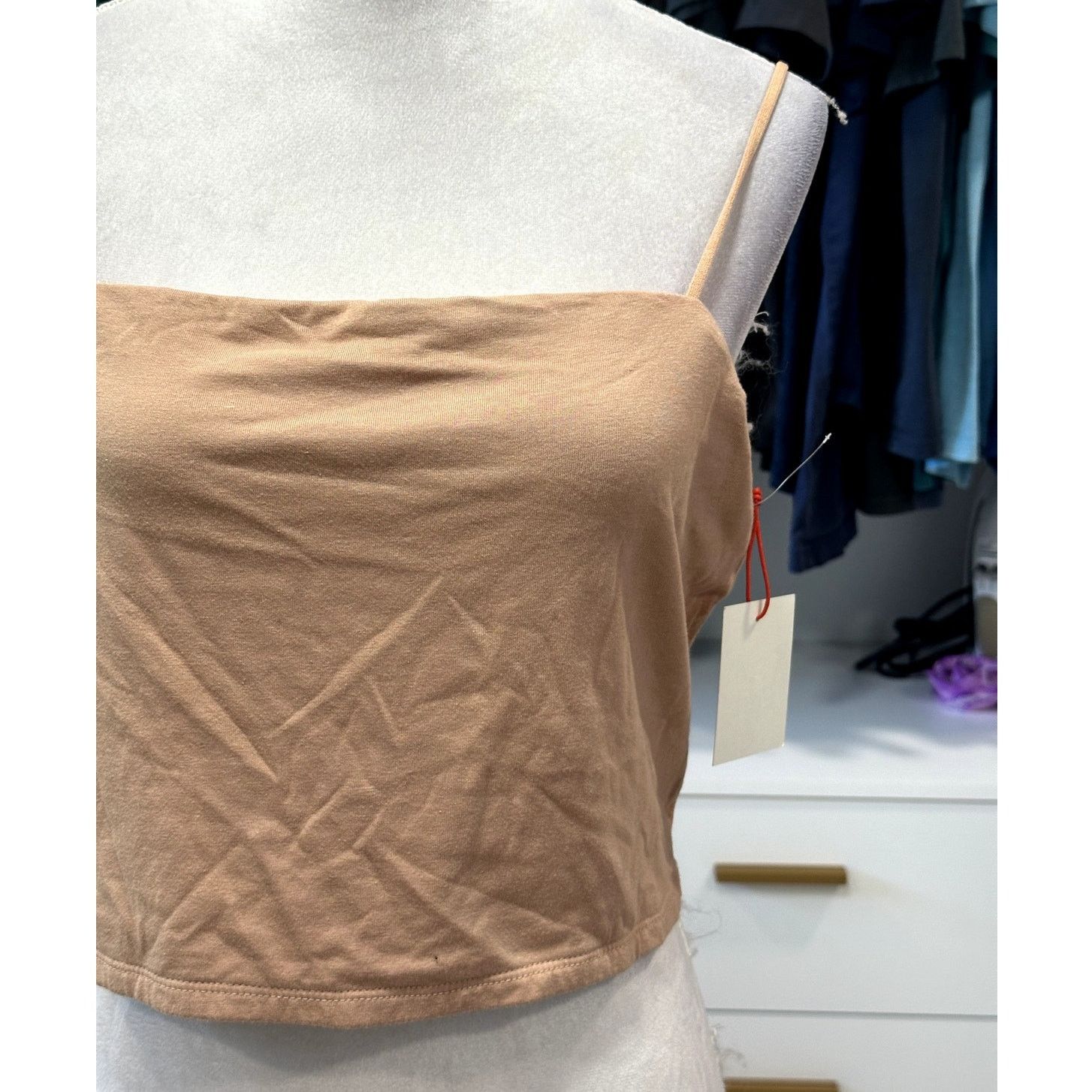 Other Open Edit Women's Crop Sleeveless Cami Beige Tan XL NWT Size XL / US 12-14 / IT 48-50 - 3 Thumbnail