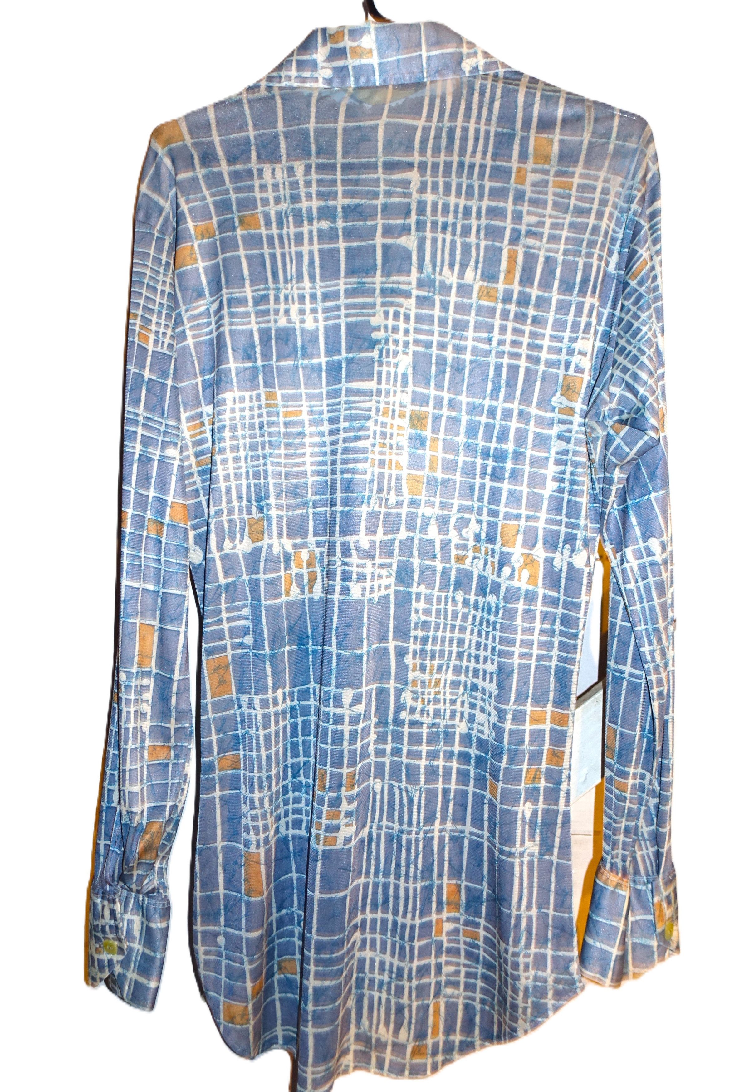 Vintage Vintage Mr. Longfellow Blue Tan Nylon Shirt S/M Size US S / EU 44-46 / 1 - 3 Thumbnail