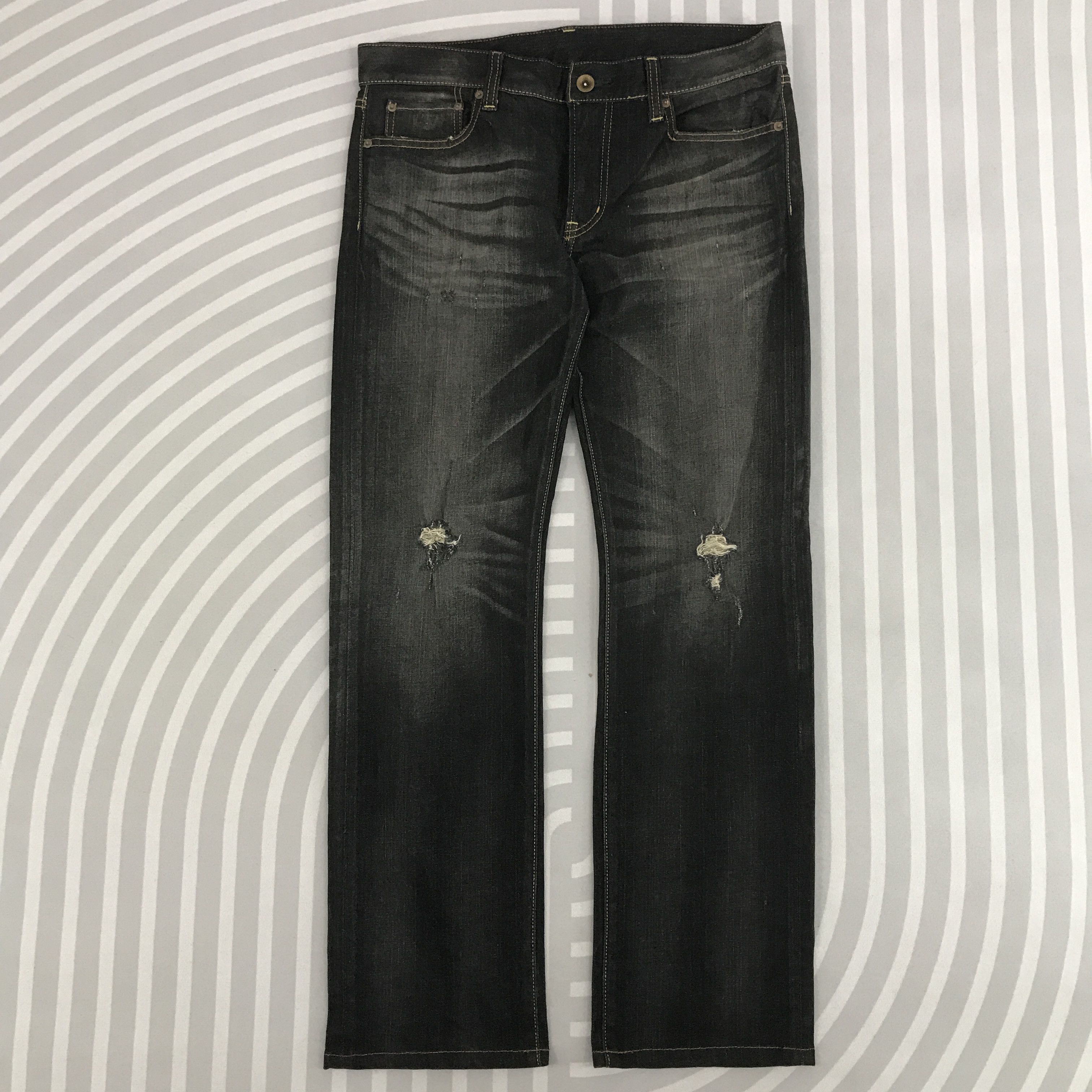 Japanese Brand × Vintage Vintage Japan black denim Distressed denim jeans pants Size US 34 / EU 50 - 1 Thumbnail