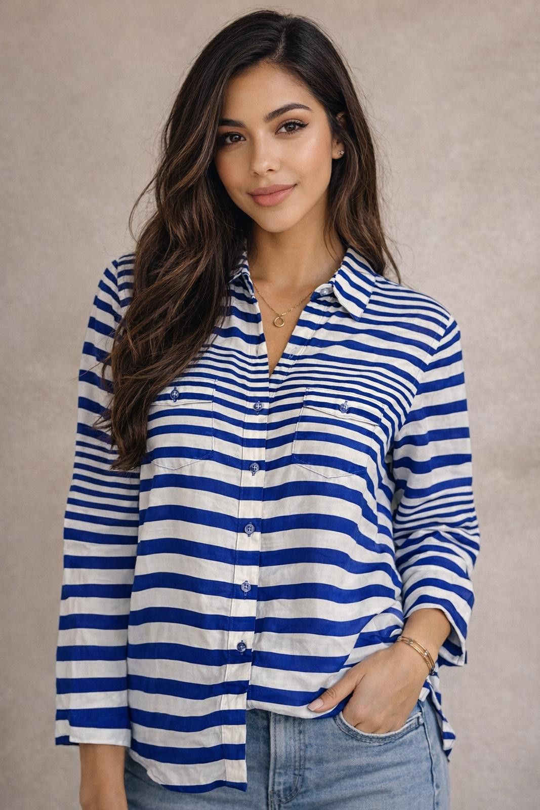 Other Velvet Heart Striped Shirt Blue White M Size M / US 6-8 / IT 42-44 - 1 Thumbnail