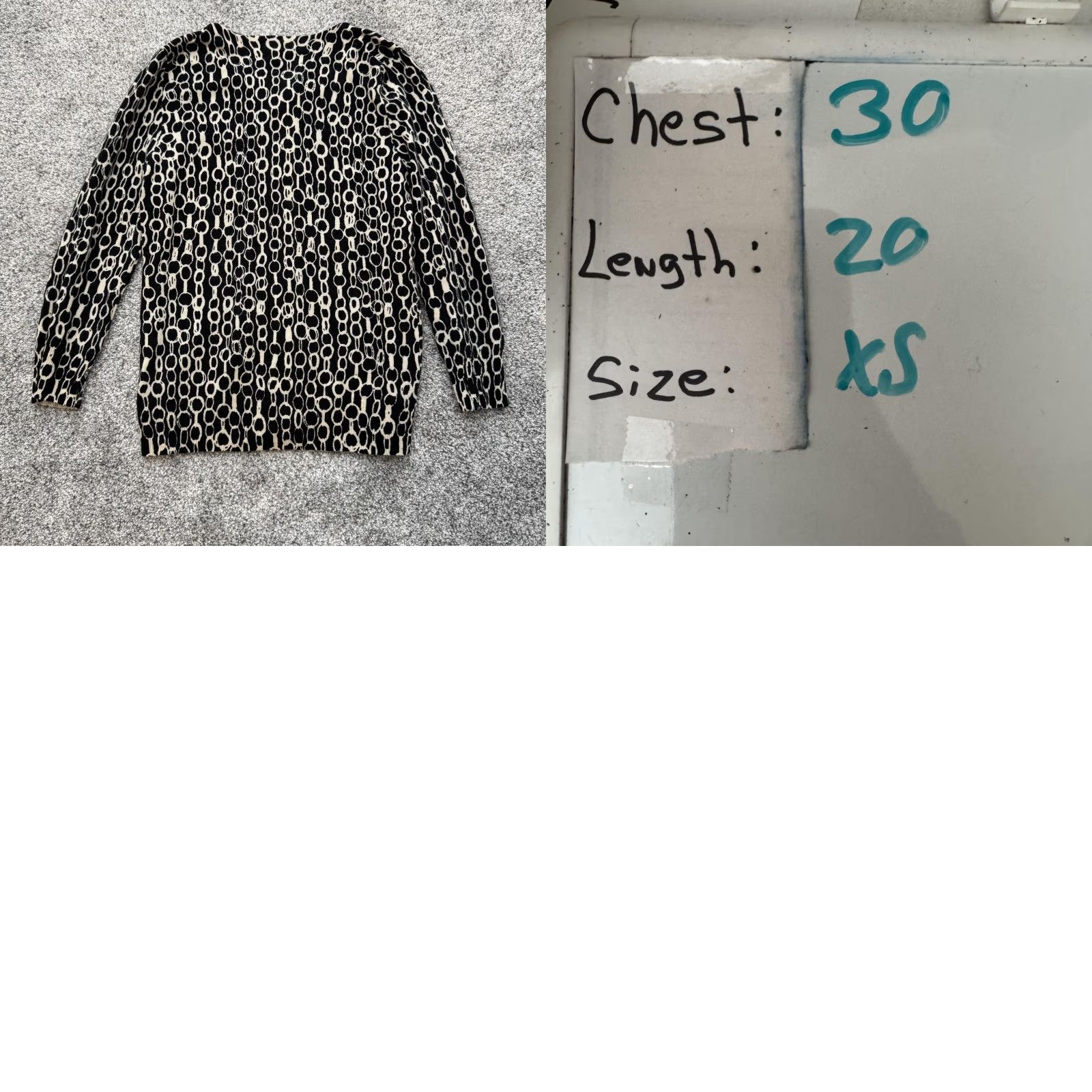 J.Crew J.CREW Cardigan Sweater XS Black Beige 100% Merino Wool Geometric Crew Neck Button Front Women Size XS / US 0-2 / IT 36-38 - 8 Thumbnail