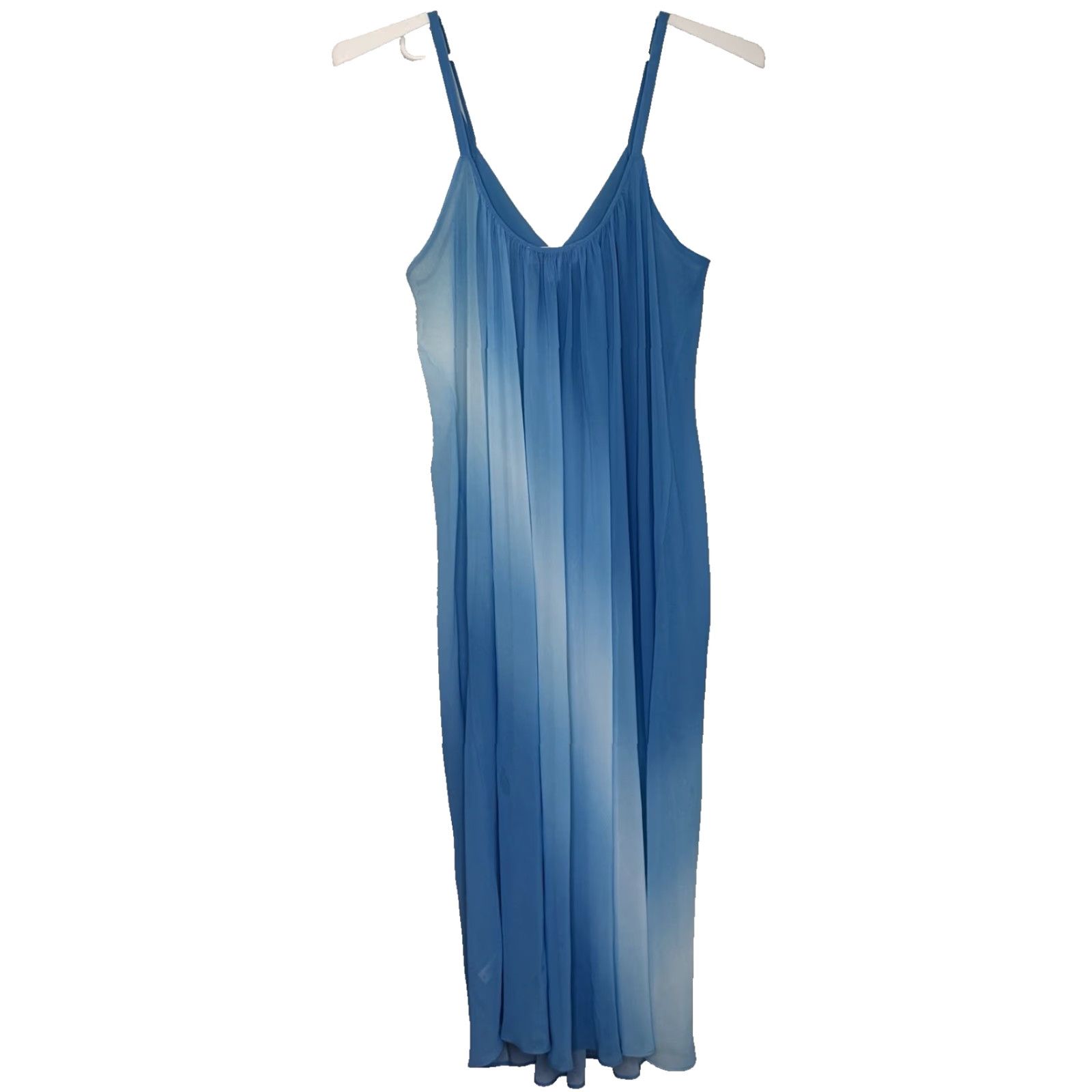 Oscar De La Renta Oscar de la Renta Pink Label Night Gown XL Sleeveless Ombre Spaghetti Strap Silky Chiffon Blue Womens Gown Size ONE SIZE - 4 Thumbnail