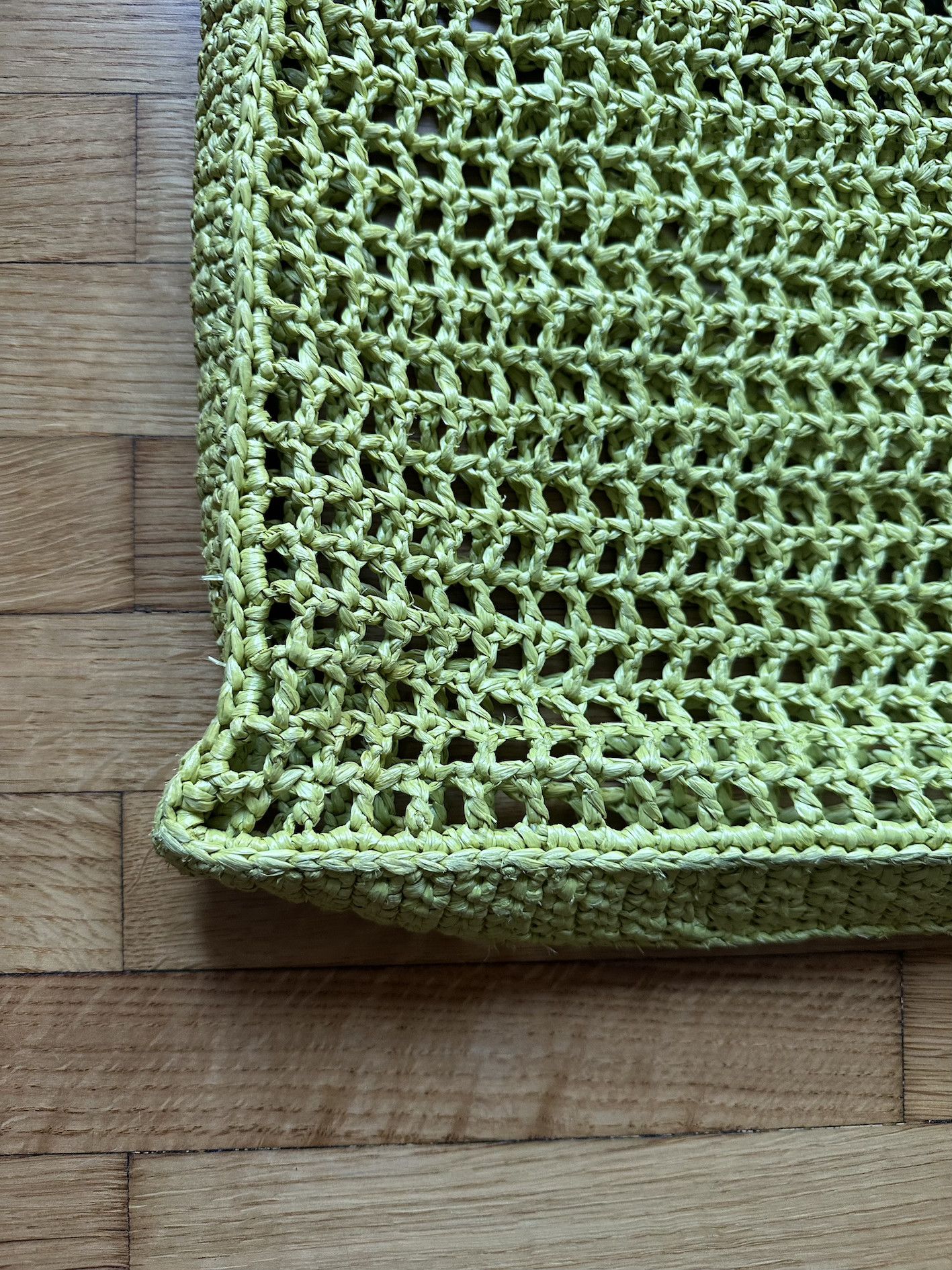 Prada PRADA crochet raffia triangle logo tote bag - lime green Size ONE SIZE - 13 Thumbnail