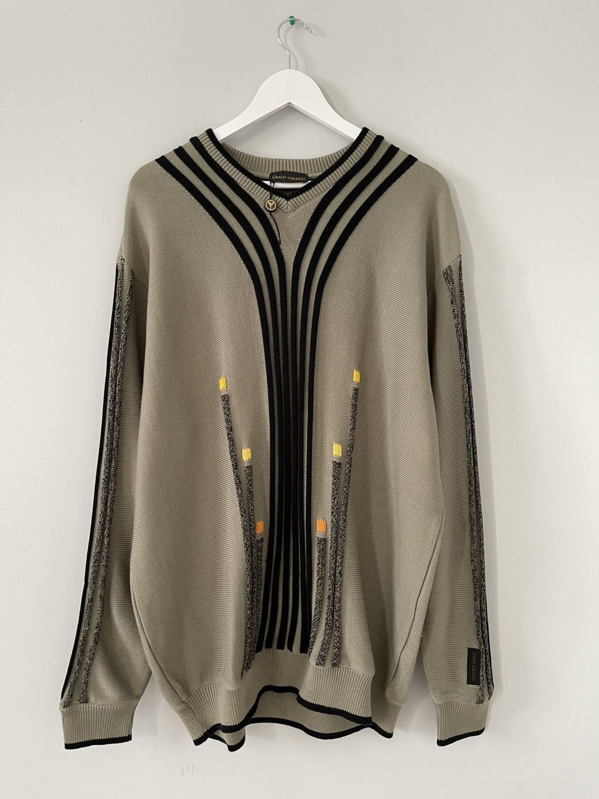 Carlo Colucci Abstract Geometric 3D Knit Sweater Jumper