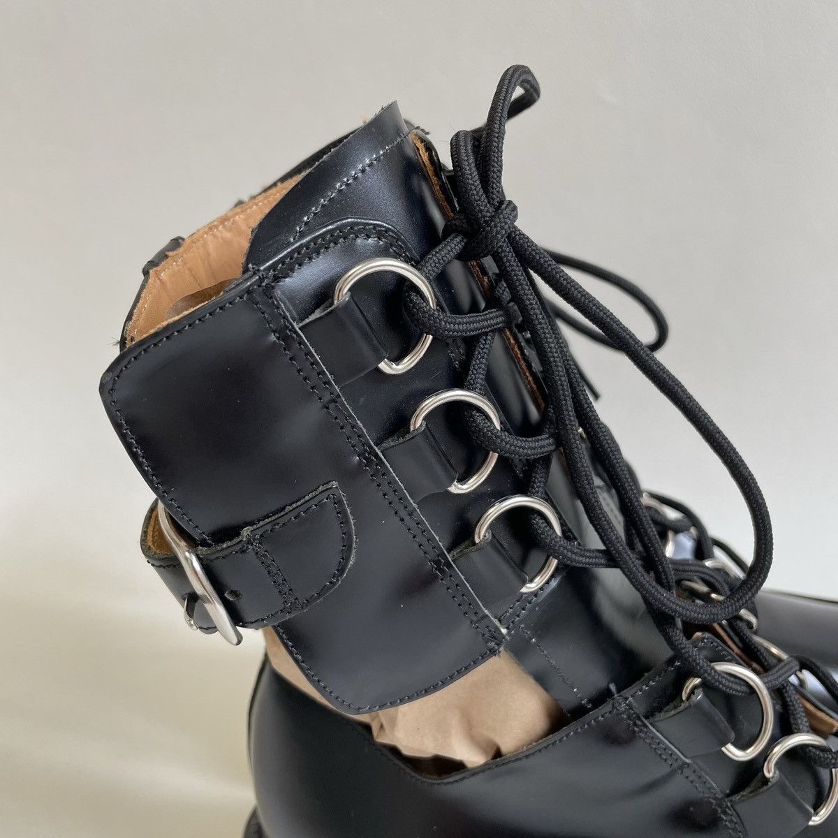 Comme des Garcons Black Leather Combat Boot Creepers Size US 9 / IT 39 - 17 Thumbnail