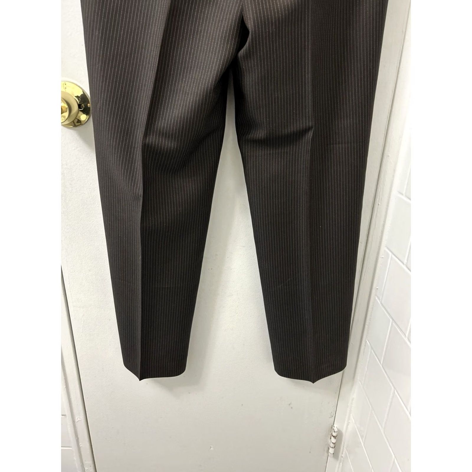 Perry Ellis Perry Ellis Portfolio Dress Pants Mens 30x30 Brown Pinstripe Straight Leg NWT Size US 30 / EU 46 - 3 Thumbnail