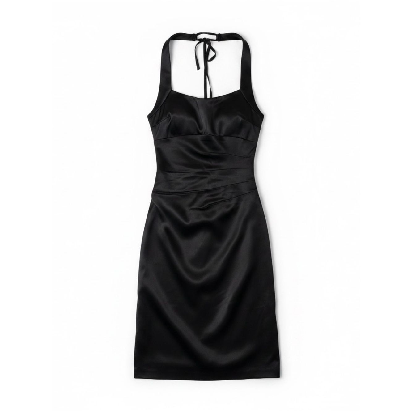 Other Cache Black Satin Halter Dress Bodycon Midi Size 8 Size M / US 6-8 / IT 42-44 - 4 Thumbnail