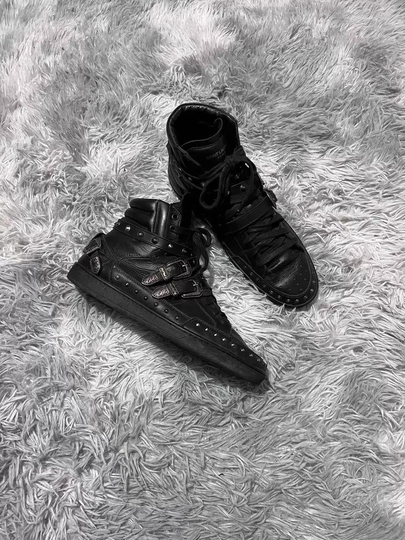 Saint Laurent Paris Saint Laurent Paris Black Carved Studs Buckle High Top Ska Size US 10 / EU 43 - 3 Thumbnail