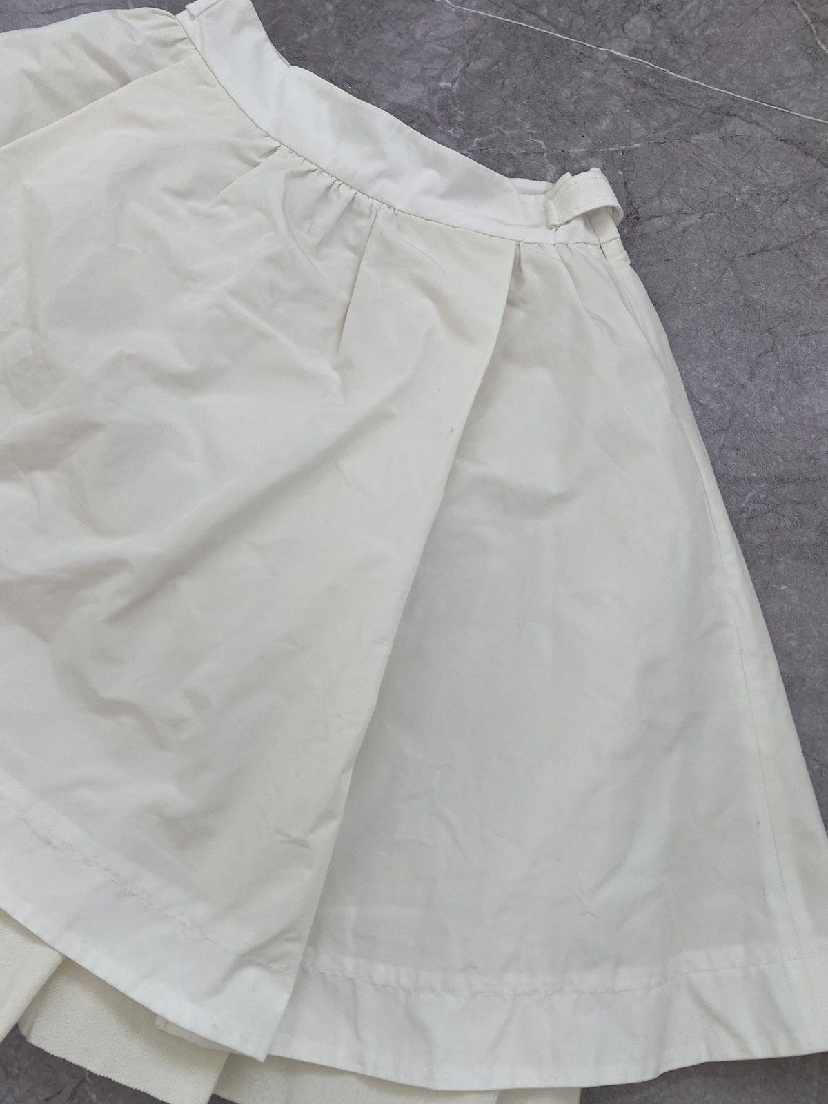 Moncler Nylon Chiffon Layered Ruffled Midi Skirt White