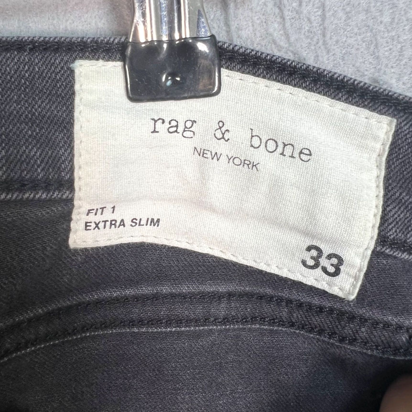 Rag & Bone Rag & Bone Mens Jeans 33 Extra-Slim Fit 1 Grey Cotton Blend Denim 5-Pocket Solid Size US 33 - 3 Thumbnail