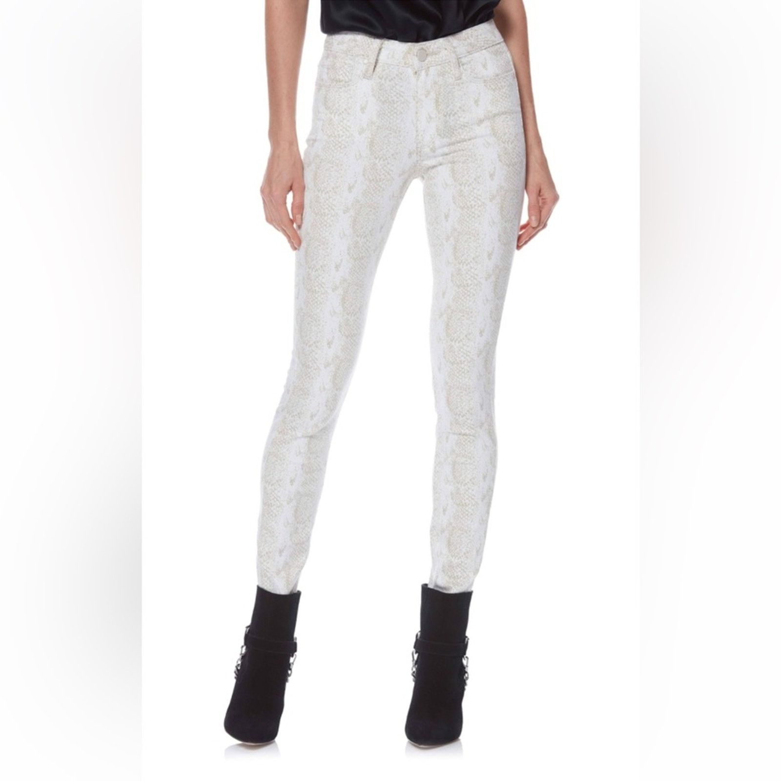 Paige Paige Hoxton Ultra White Snakeskin Print Ankle Skinny Jeans Size 26" / US 2 / IT 38 - 1 Thumbnail