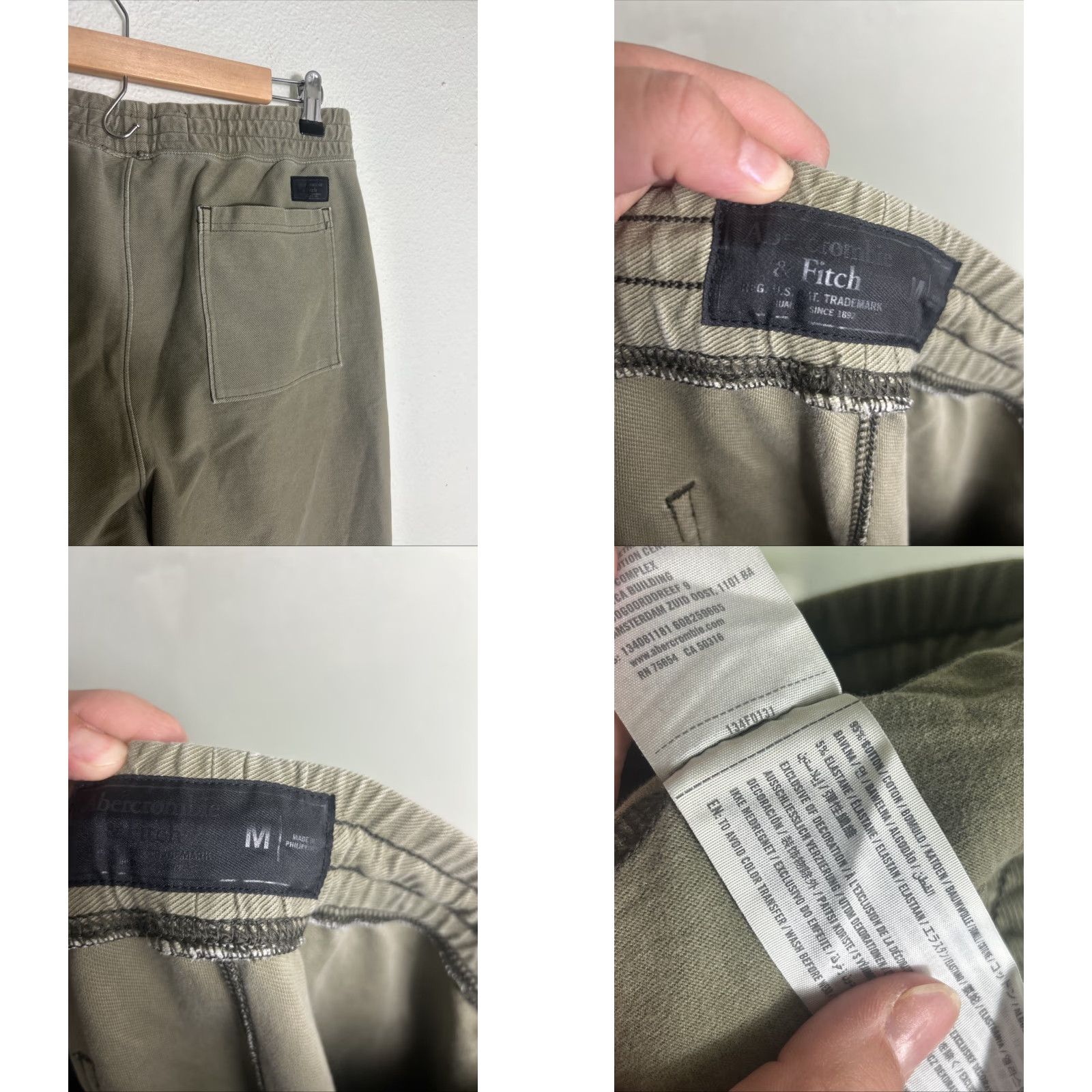 Abercrombie & Fitch Abercrombie & Fitch Mens Cargo Joggers Olive Green 32x28 Cotton Blend Size US 31 - 9 Thumbnail