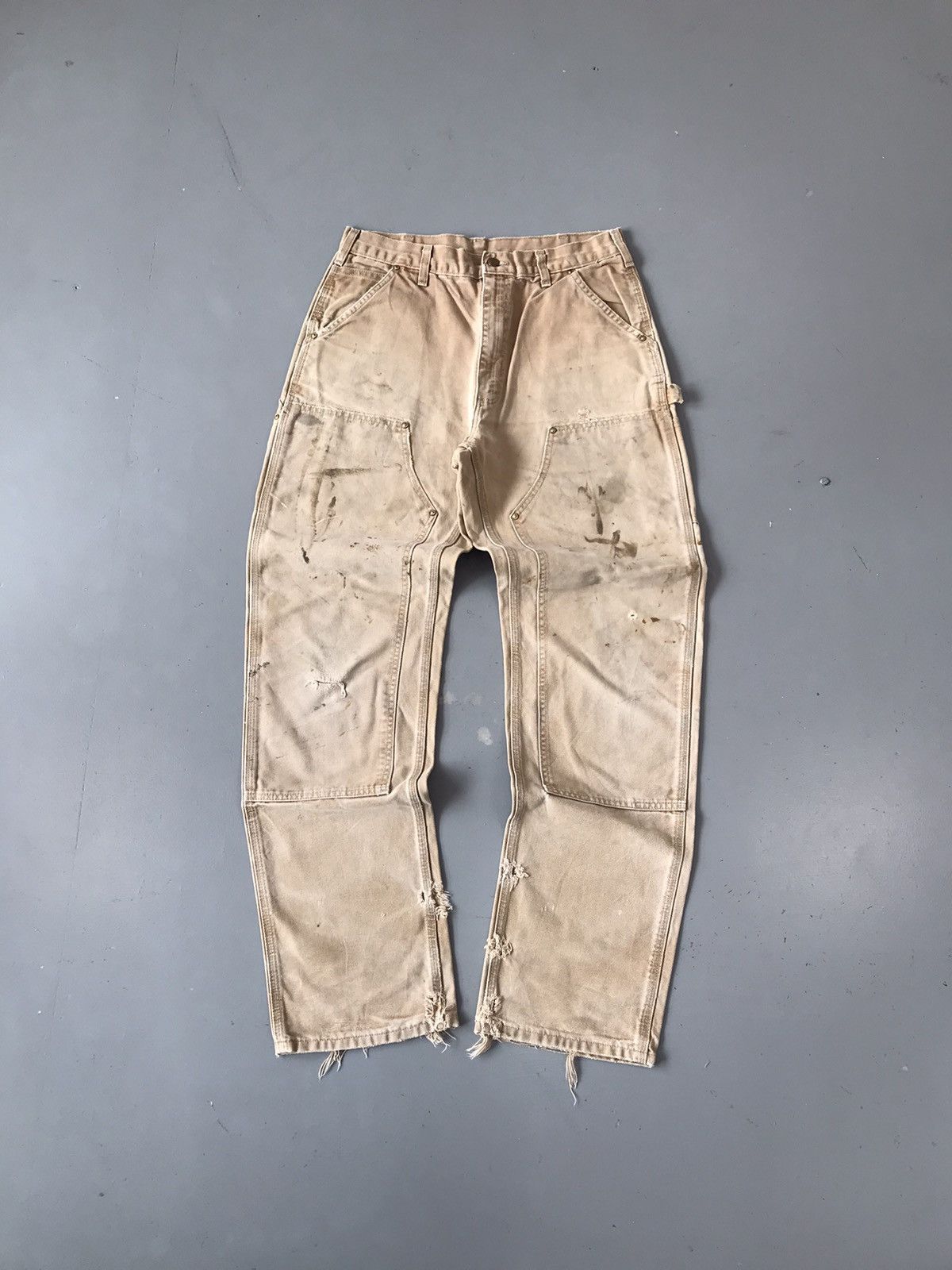 Carhartt × Vintage Vintage Carhartt 90’s B01 BRN Faded double knee denim Size US 32 / EU 48 - 1 Thumbnail