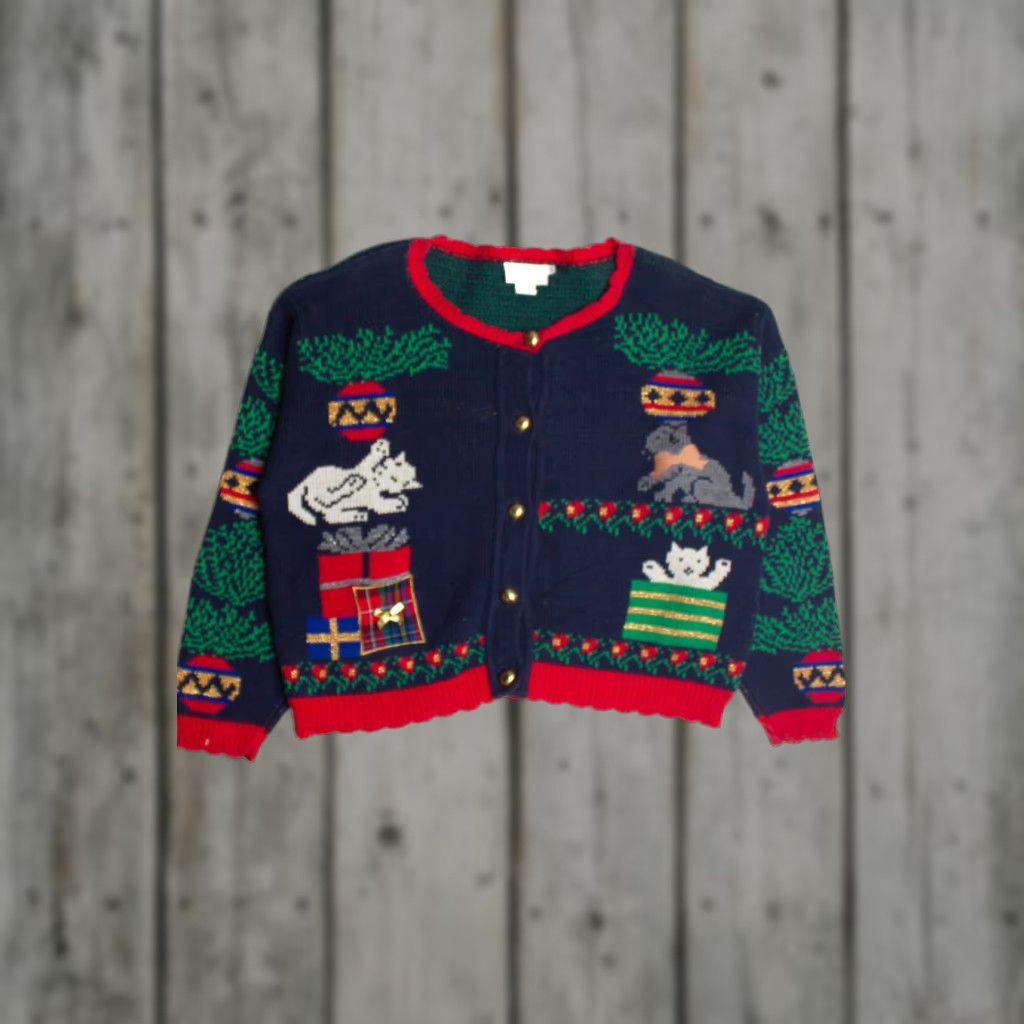 Vintage VINTAGE Sweater Loft Kittens Playing Ugly Christmas Cardigan Medium Womens Size M / US 6-8 / IT 42-44 - 1 Thumbnail