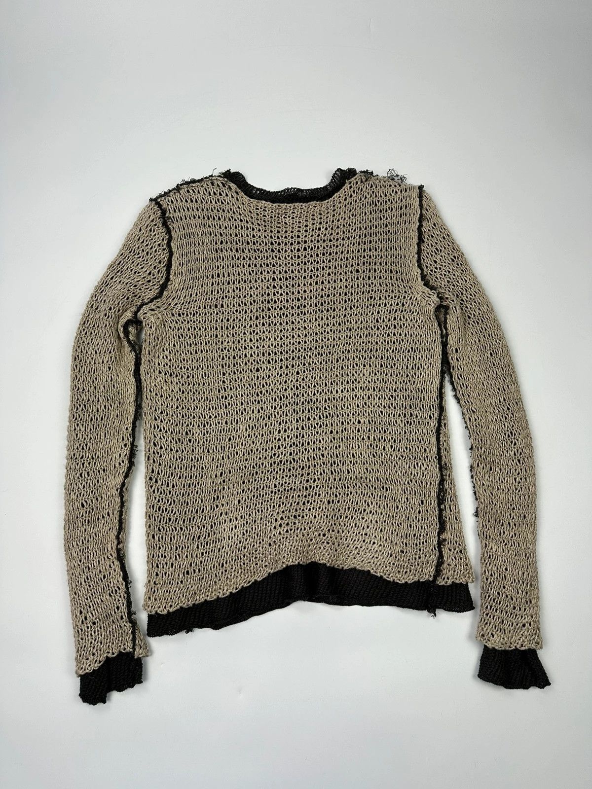 Dolce & Gabbana Dolce & Gabbana Net Knit Double Layer Sweater Beige & Brown Size US M / EU 48-50 / 2 - 5 Thumbnail