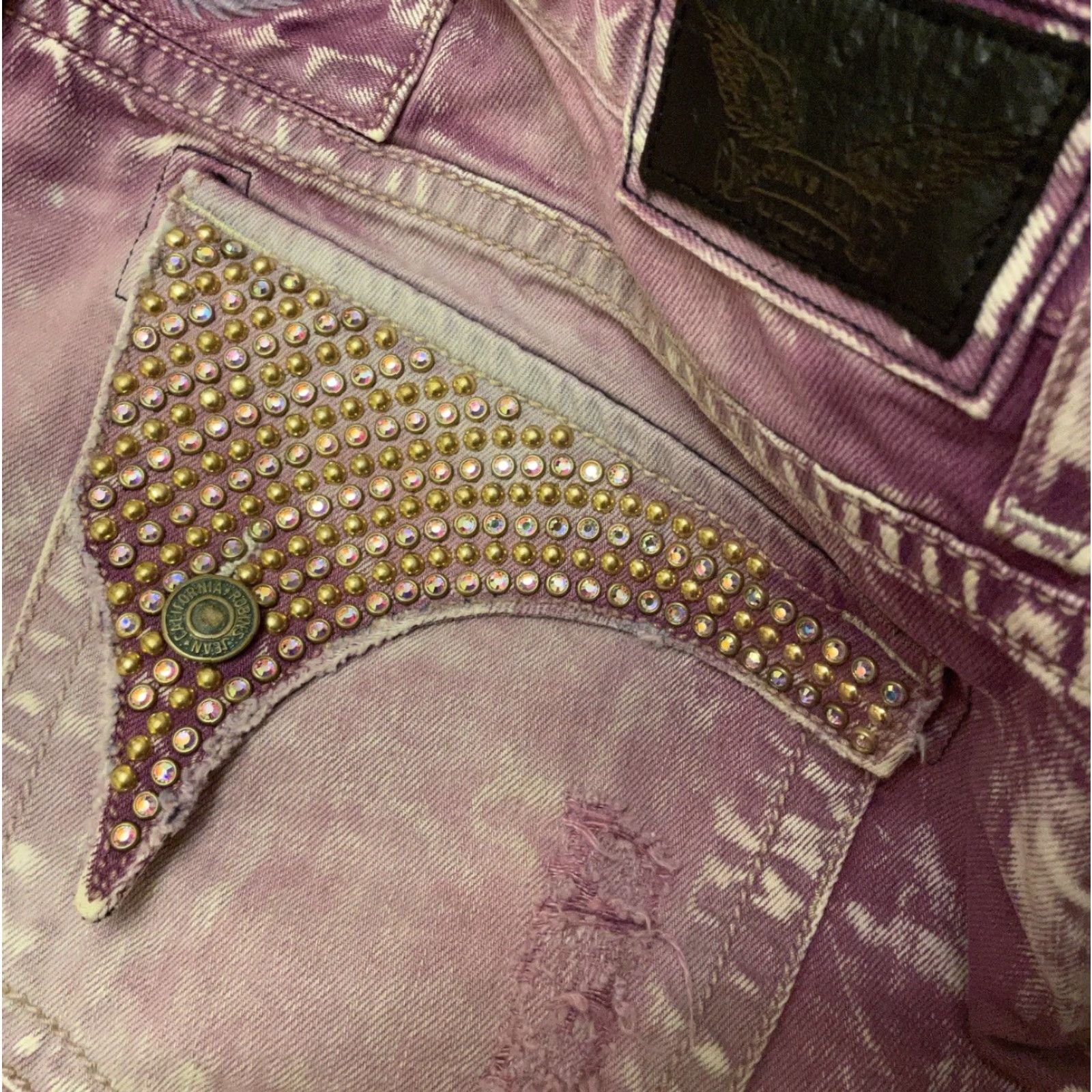 Vintage VINTAGE Robin's Jean Men Purple Distressed Acid Wash Diamond Wing Pockets Shorts Sz 44 (Regular) Size US 44 / EU 60 - 3 Thumbnail