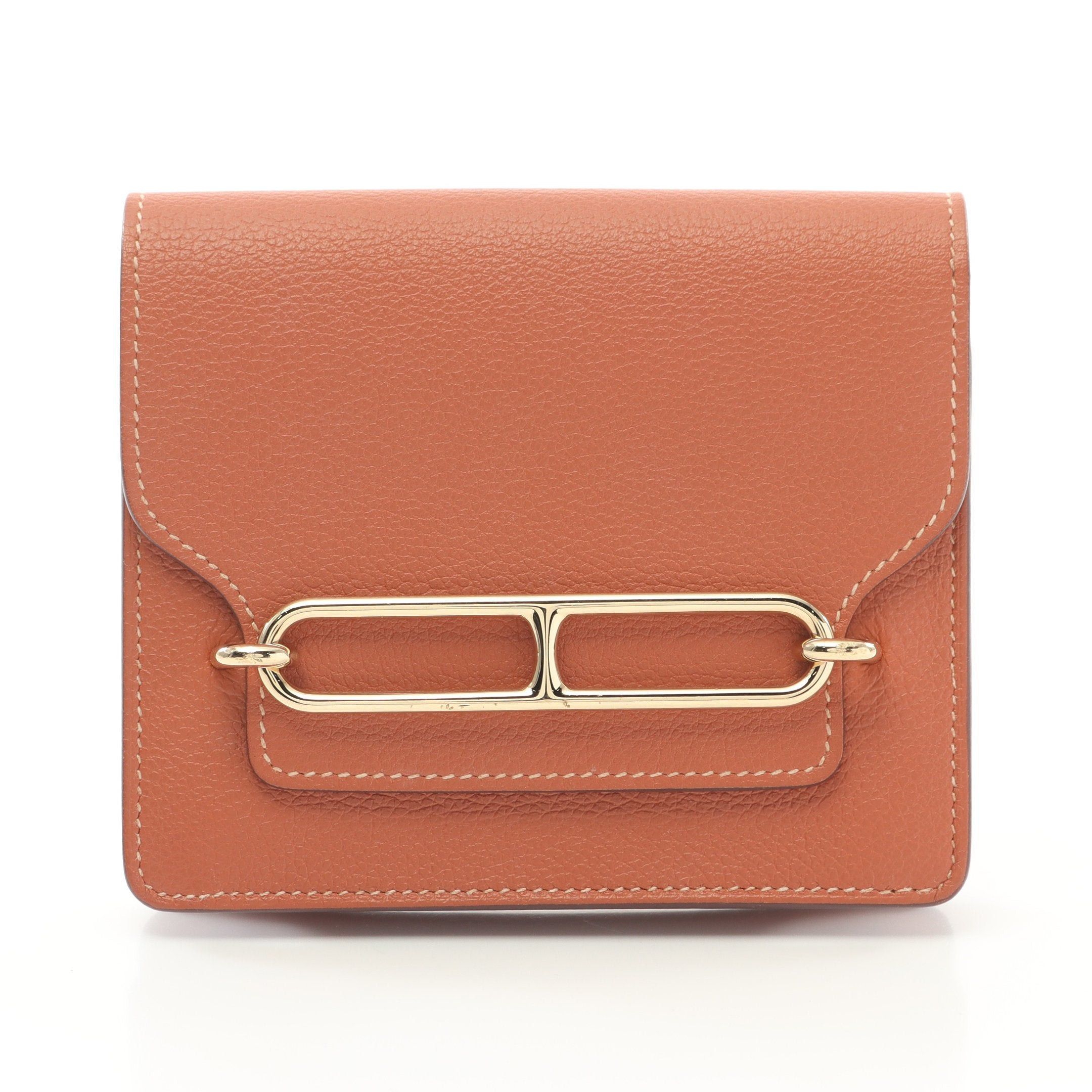 Hermes Hermes Lawris Slim Flash Blue Frida Bi-Fold Wallet Evercolor Brown Gold Hardware Z Stamp Size ONE SIZE - 1 Thumbnail