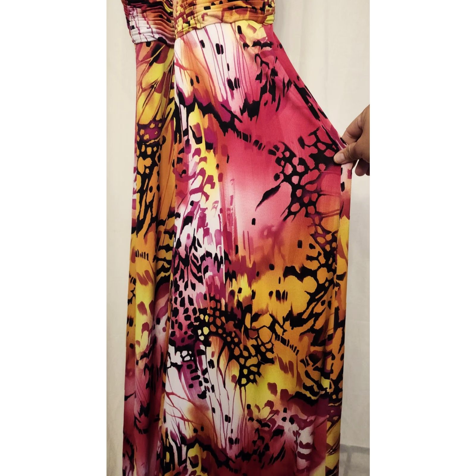 Vintage JS Boutique Dress Womens 10 Beaded Straps Pink Yellow Maxi Evening Formal Gown Size L / US 10 / IT 46 - 7 Thumbnail