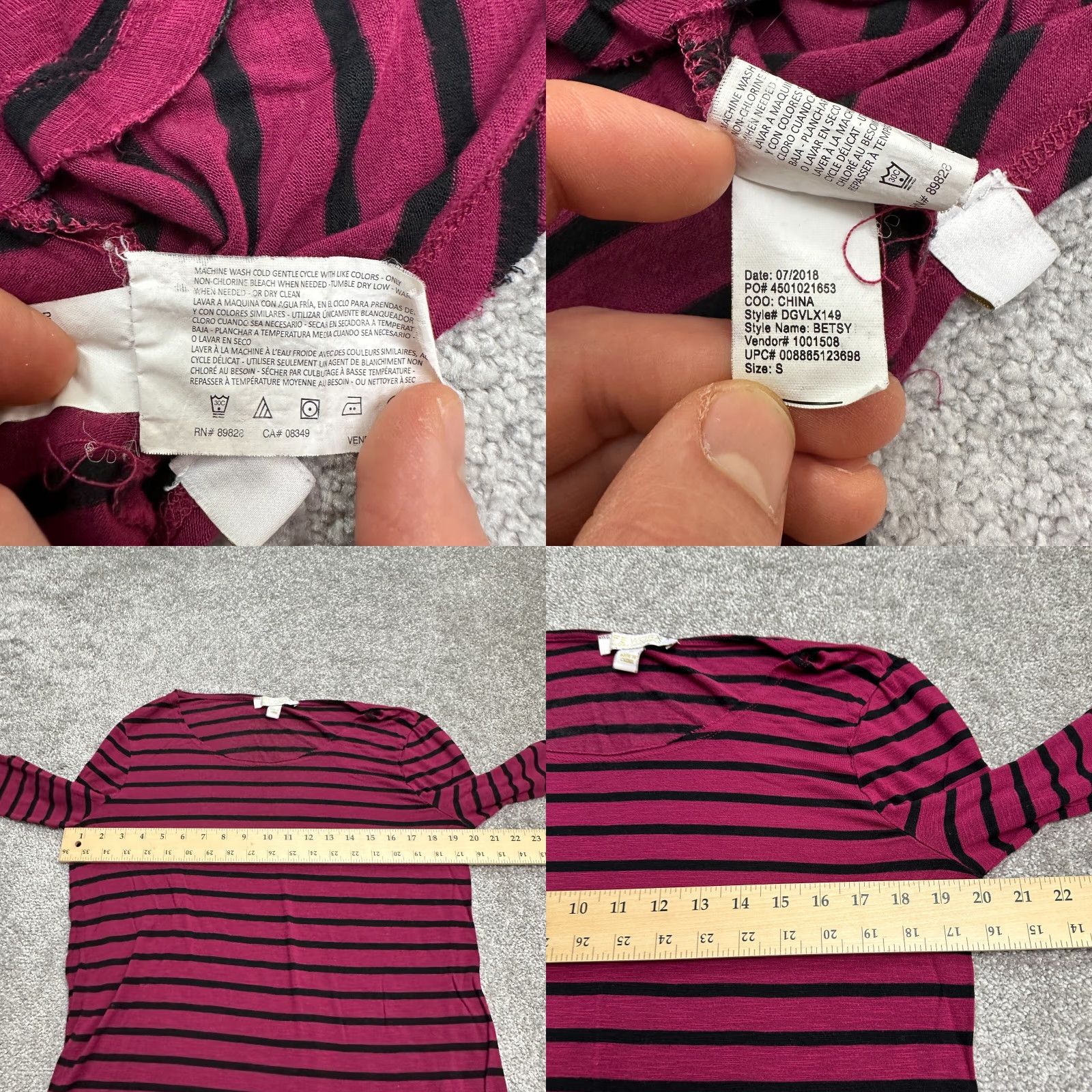 Gloria Vanderbilt Gloria Vanderbilt Blouse Womens S Red Striped Knit Stretch Top Casual Shirt Size S / US 4 / IT 40 - 8 Thumbnail