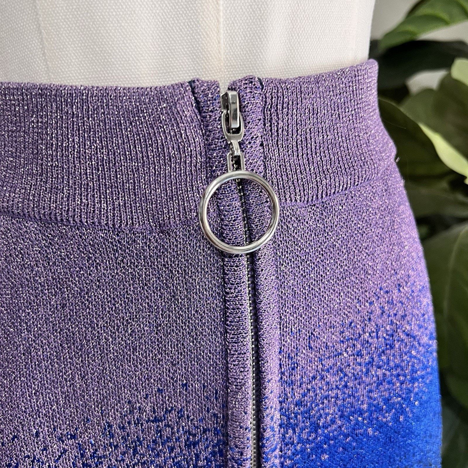 Maje maje Miniskirt Purple Blue Ombré Going Out Metallic Zip Up Size 34" / US 12 / IT 48 - 2 Thumbnail