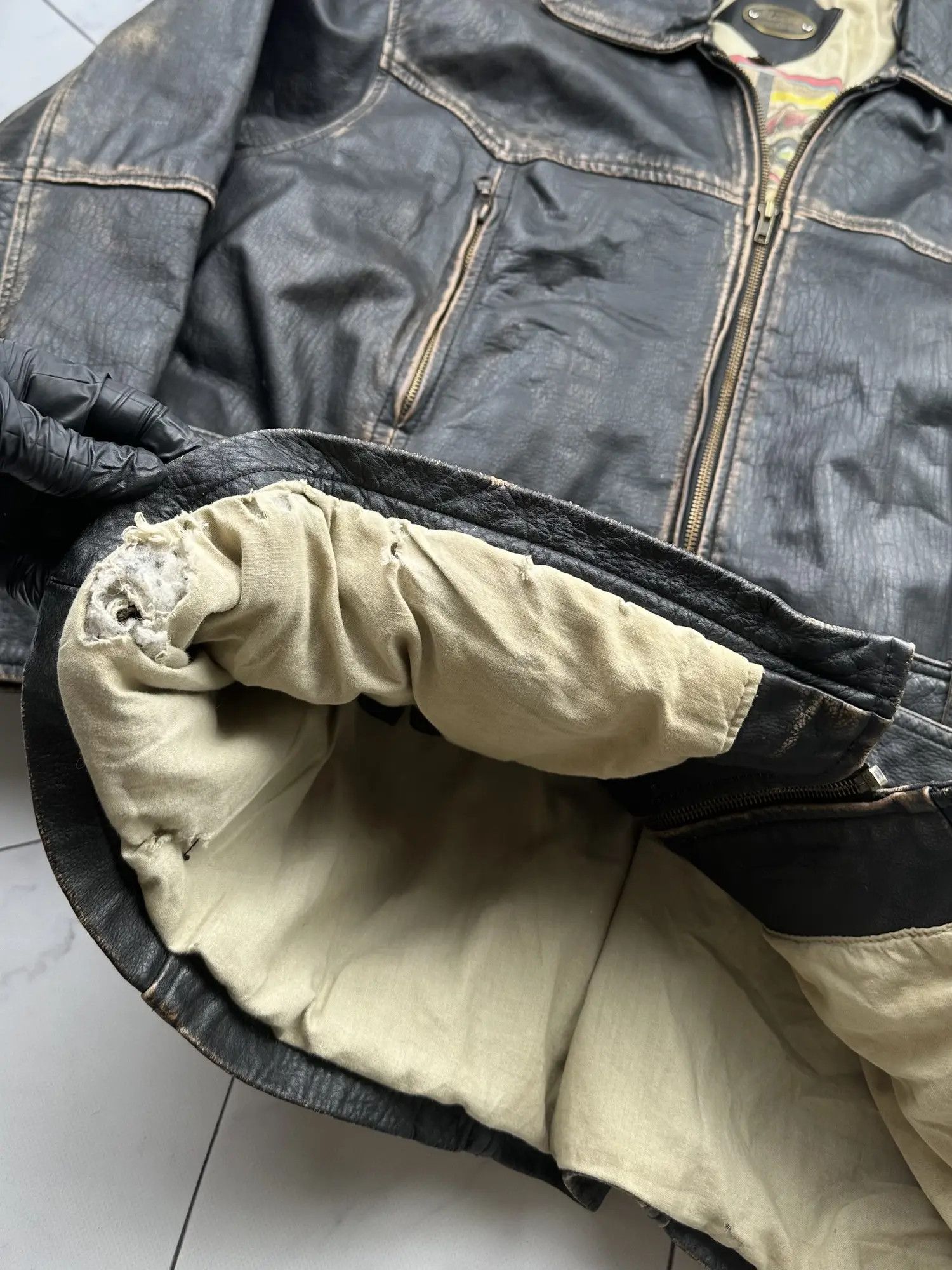 Genuine Leather Vintage Faded Leather Belt Coat (B409)E2 Size US L / EU 52-54 / 3 - 4 Thumbnail