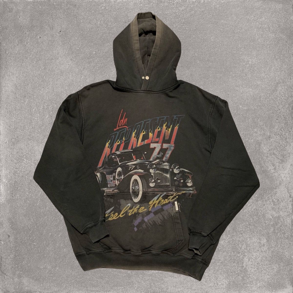 Represent Small Feel The Heat Vintage Black Hoodie