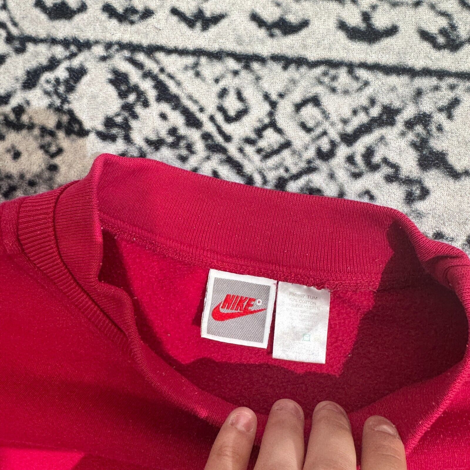 Nike × Vintage Vintage Nike Red Cotton Crewneck Size XXL 90s Center Swoosh Size US XXL / EU 58 / 5 - 7 Thumbnail