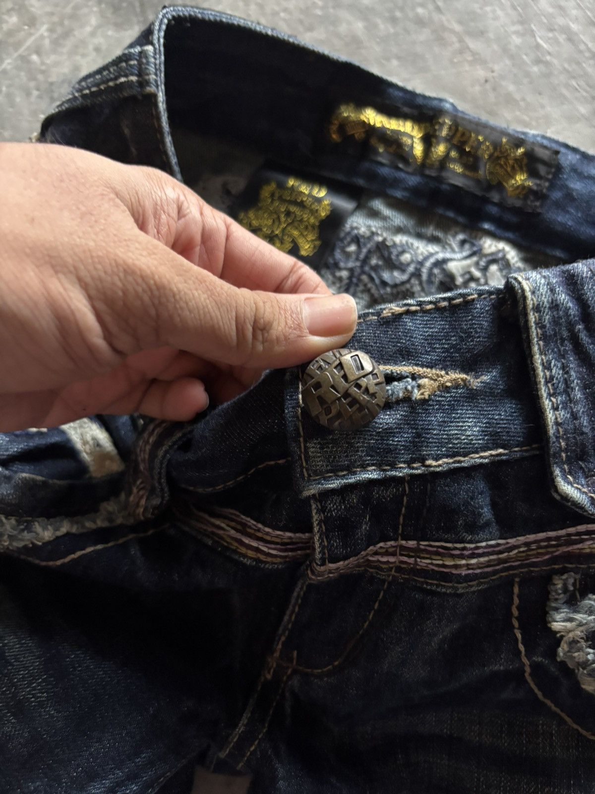 If Six Was Nine RED PEPPER FLARE LOW RISE WING BACK POCKET JAPANESE RUSTY Size US 30 / EU 46 - 3 Thumbnail