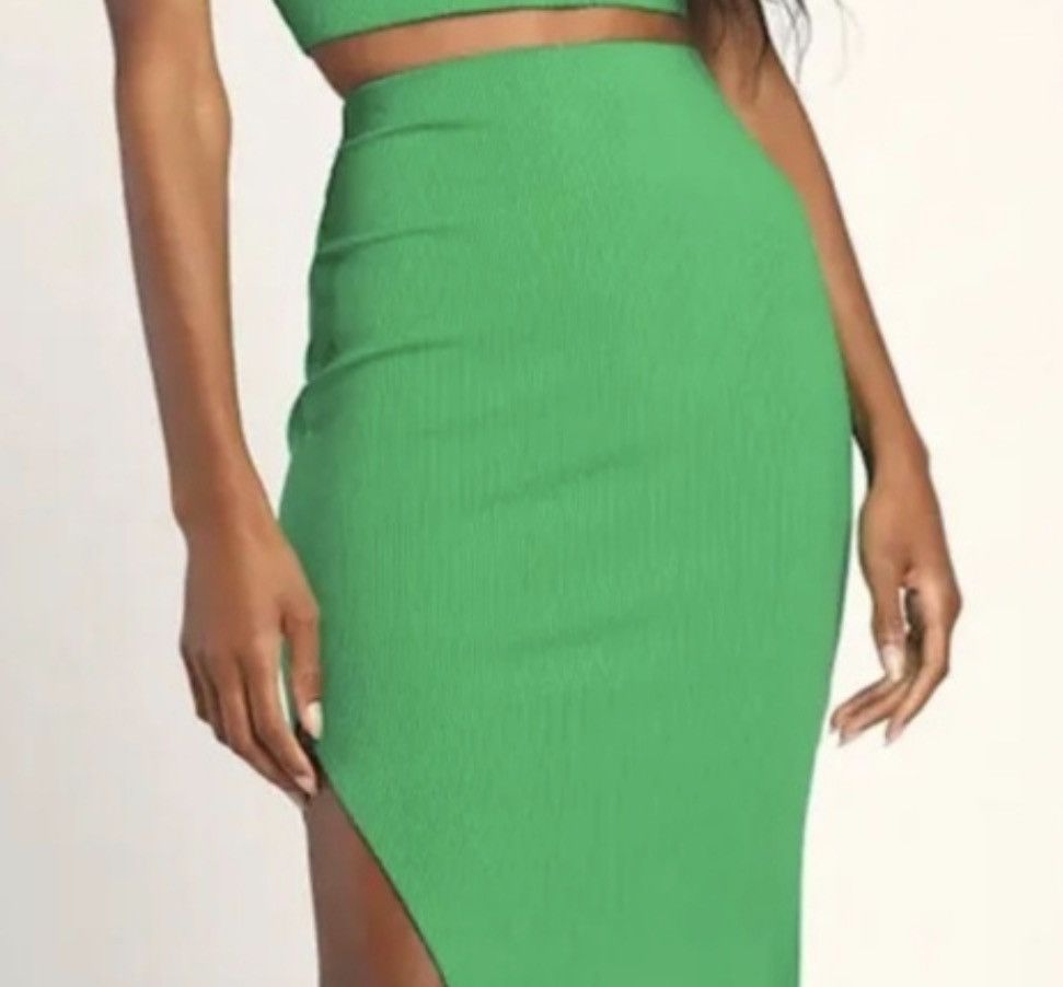 Lulus Lulus green ribbed knit two-piece skirt set NEW Size L / US 10 / IT 46 - 2 Thumbnail