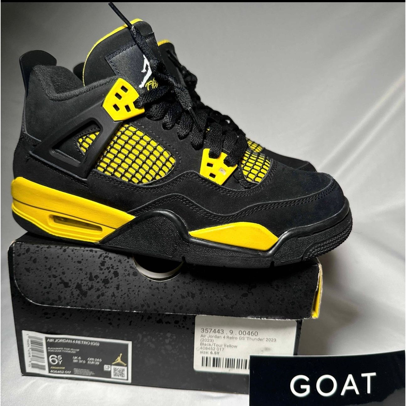 Jordan Brand × Nike Size 6.5 Nike Air Jordan 4 Retro GS Thunder 2023 Men's Shoes Size US 6.5 / EU 39-40 - 1 Thumbnail