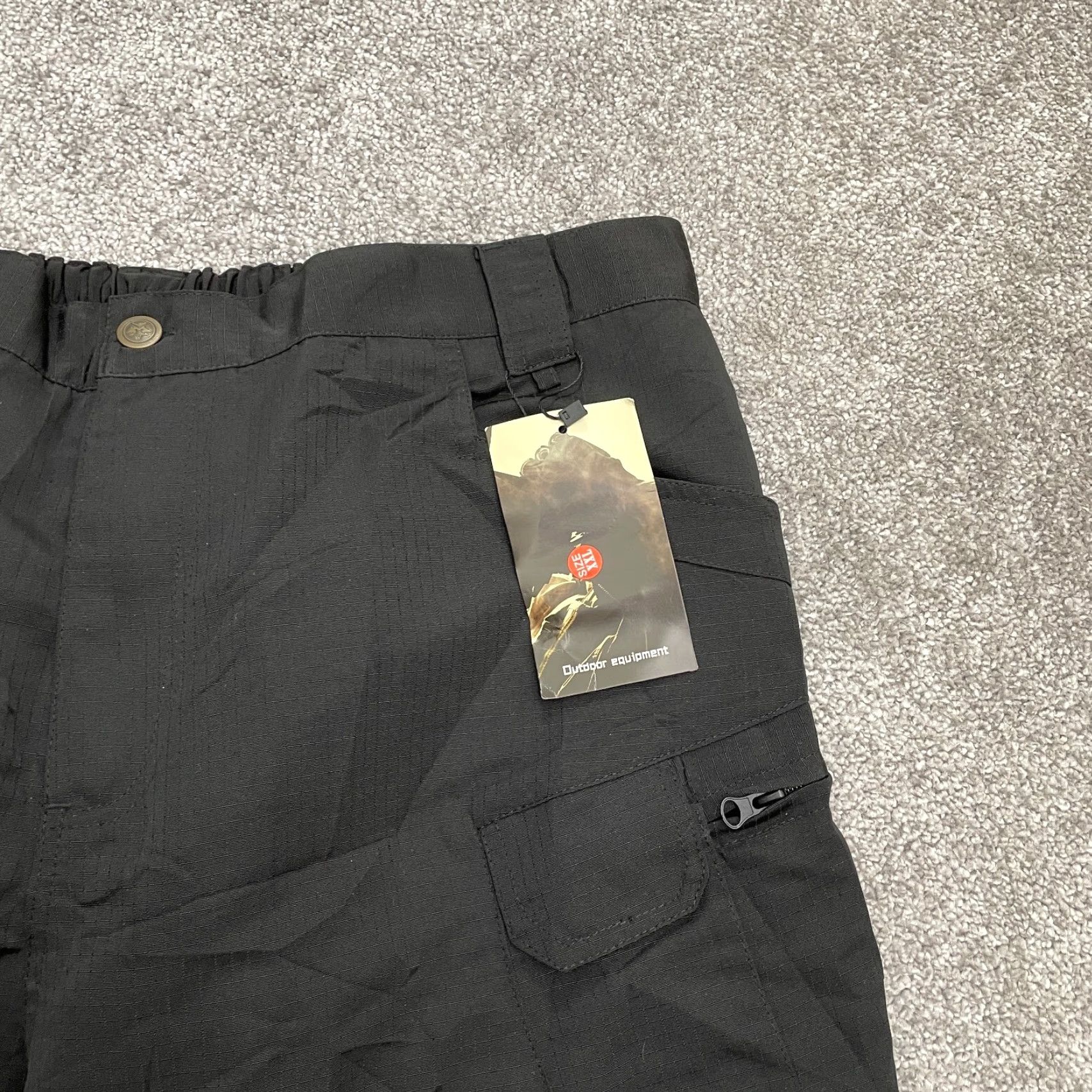 Vintage Unbranded Shorts Mens XXL Black Outdoor Cargo Hiking Elastic Waist 37x9 NWT New Size US 39 - 3 Thumbnail
