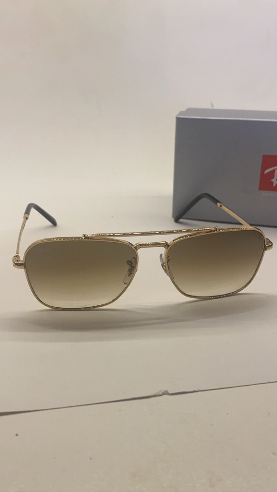 image of Rayban Caravan Gold Desert Frame Sunglasses, Men's