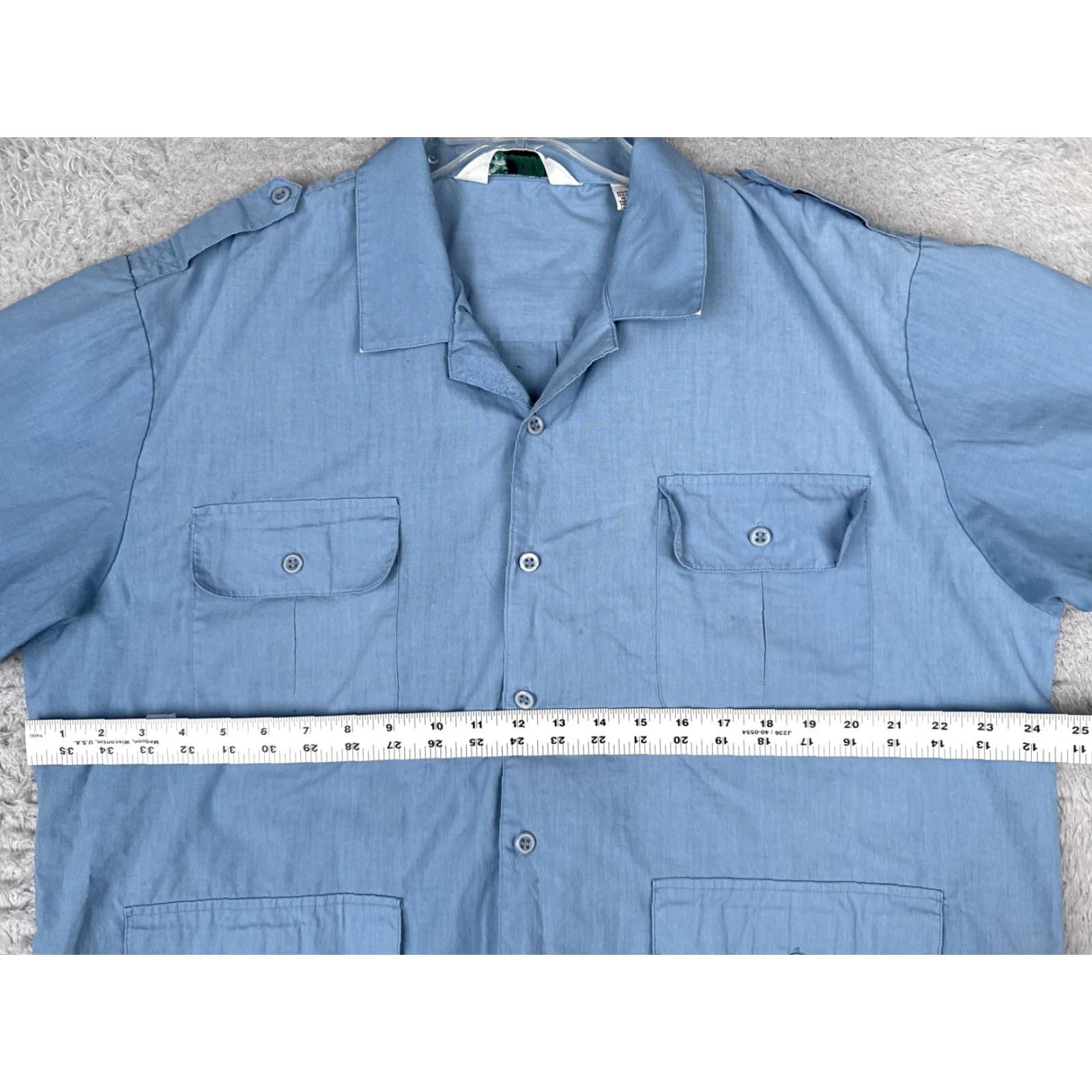 Haband Haband Shirt Mens M Blue Safari Short Sleeve Button-Up 4 Pocket Epaulets Size US M / EU 48-50 / 2 - 7 Thumbnail